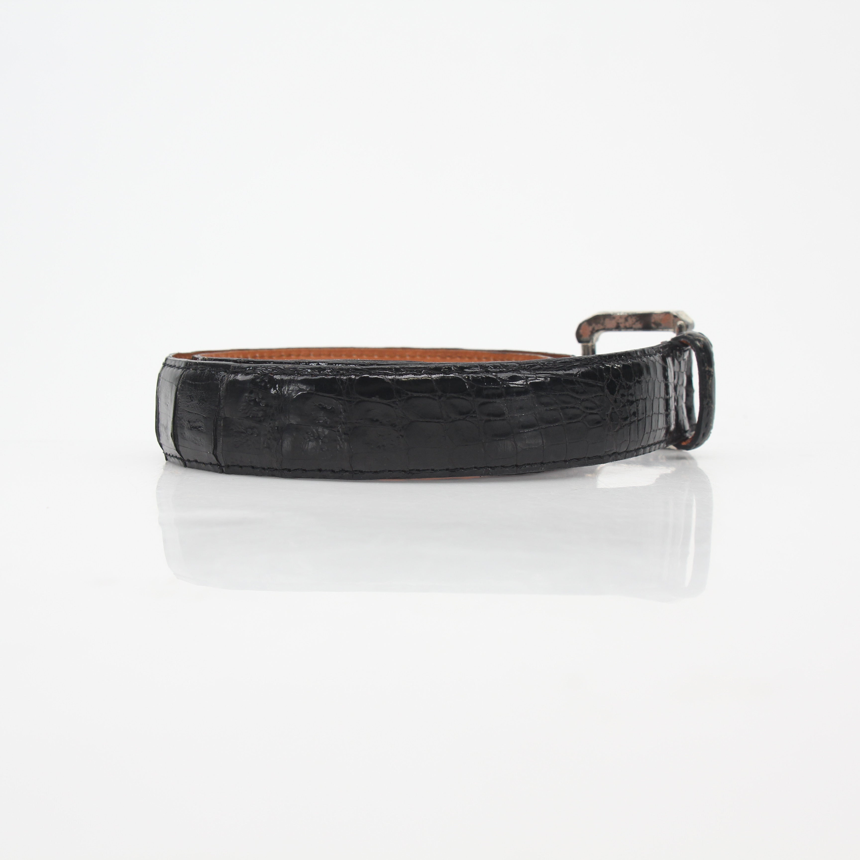 Christian Dior Black Genuine Alligator Classic Belt