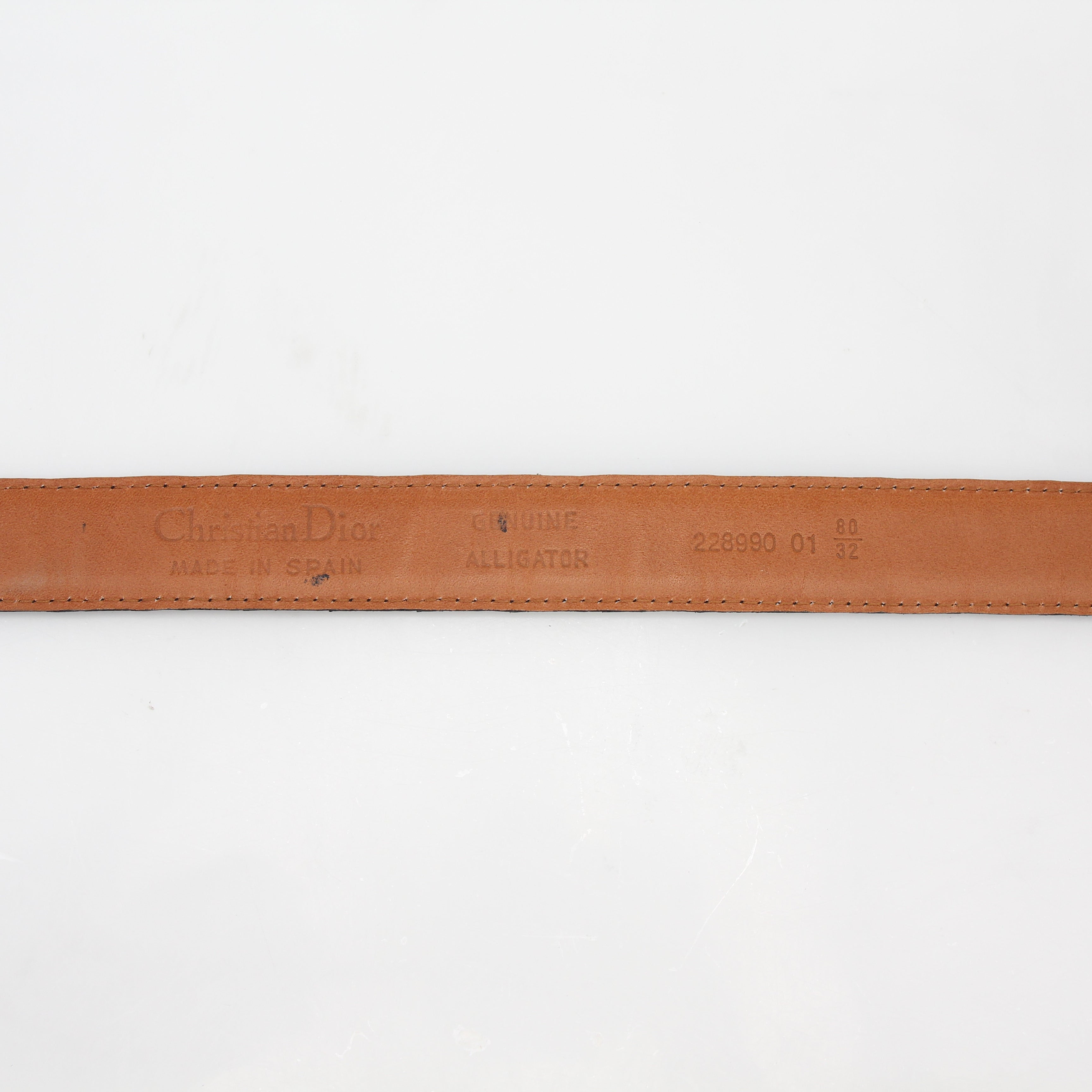 Christian Dior Black Genuine Alligator Classic Belt