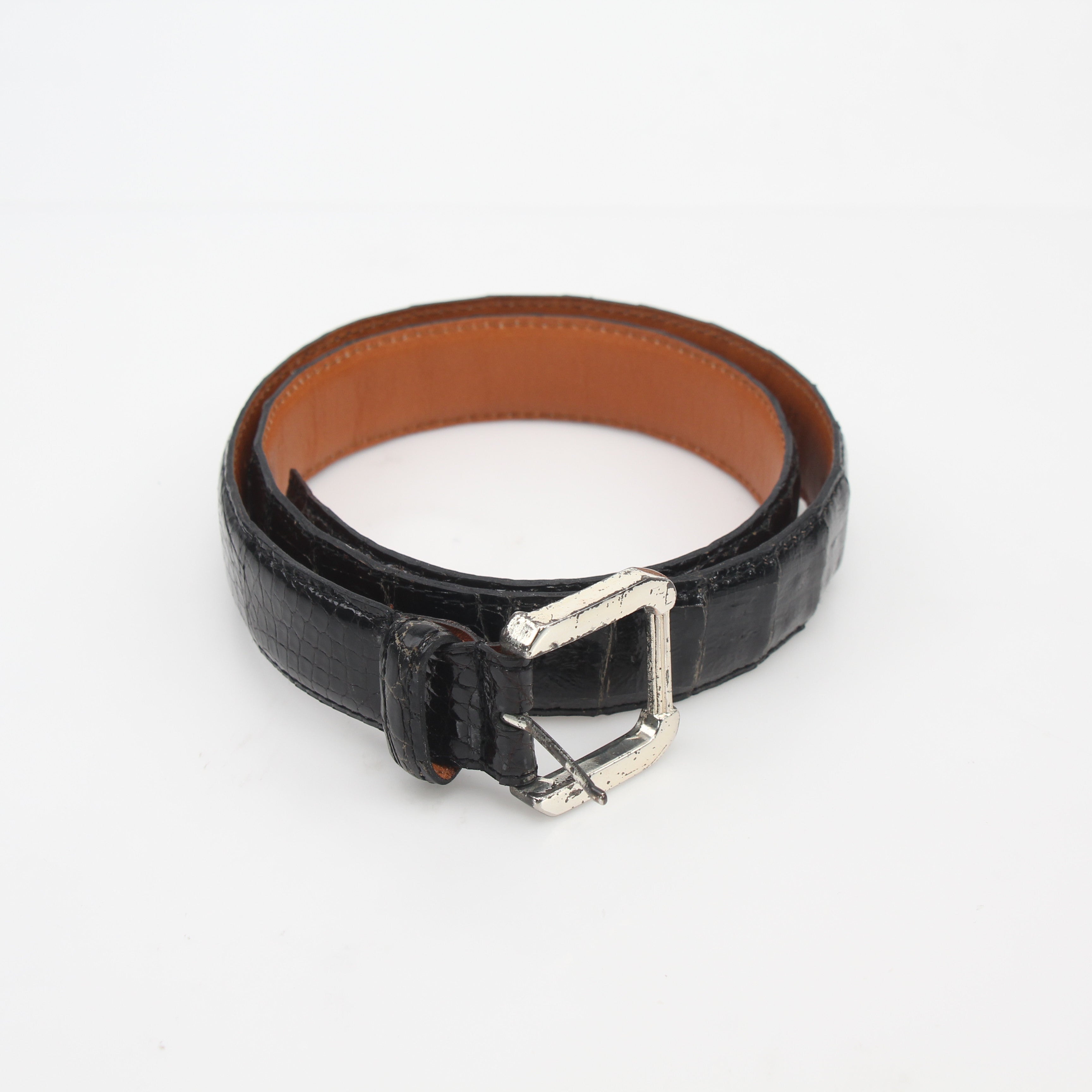 Christian Dior Black Genuine Alligator Classic Belt