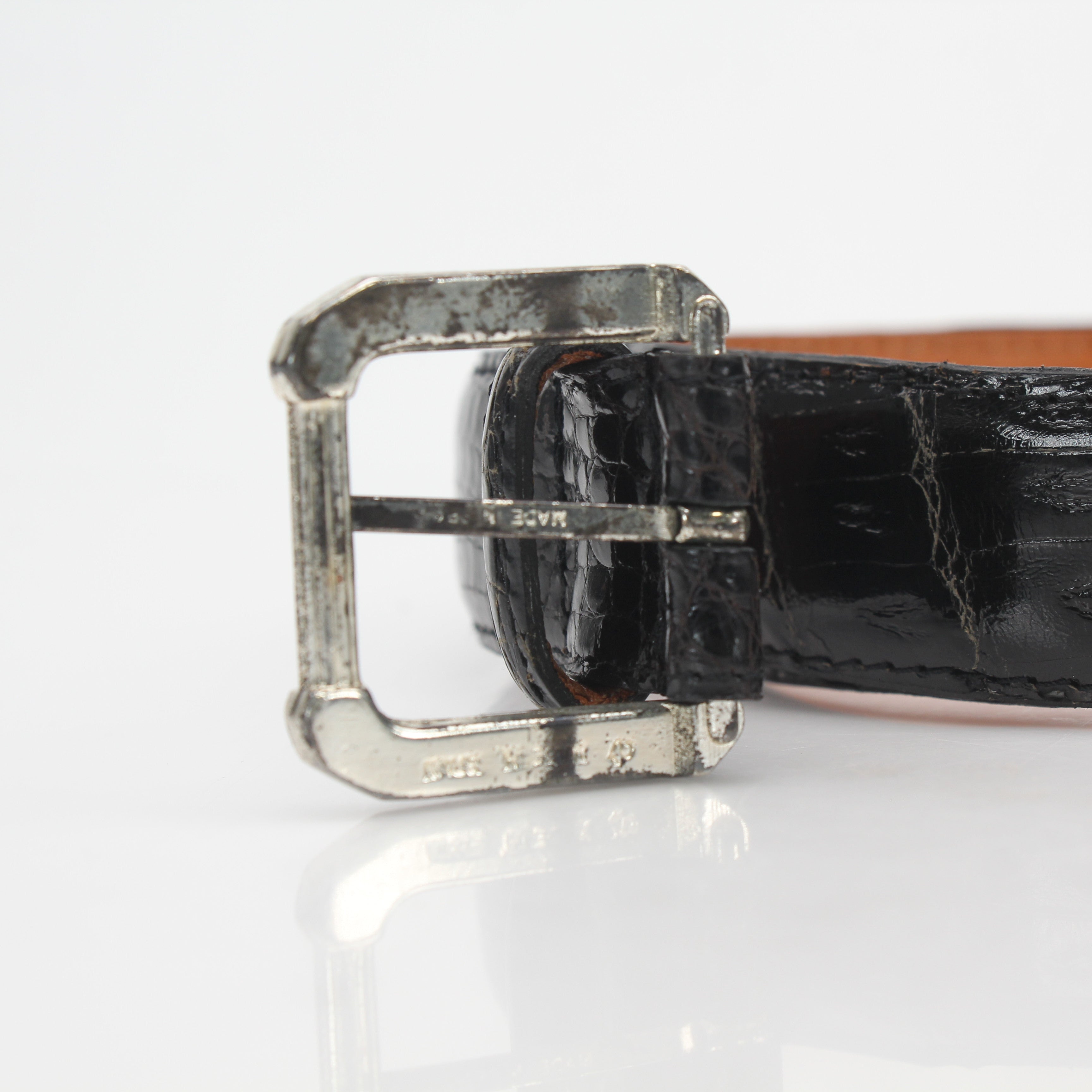 Christian Dior Black Genuine Alligator Classic Belt