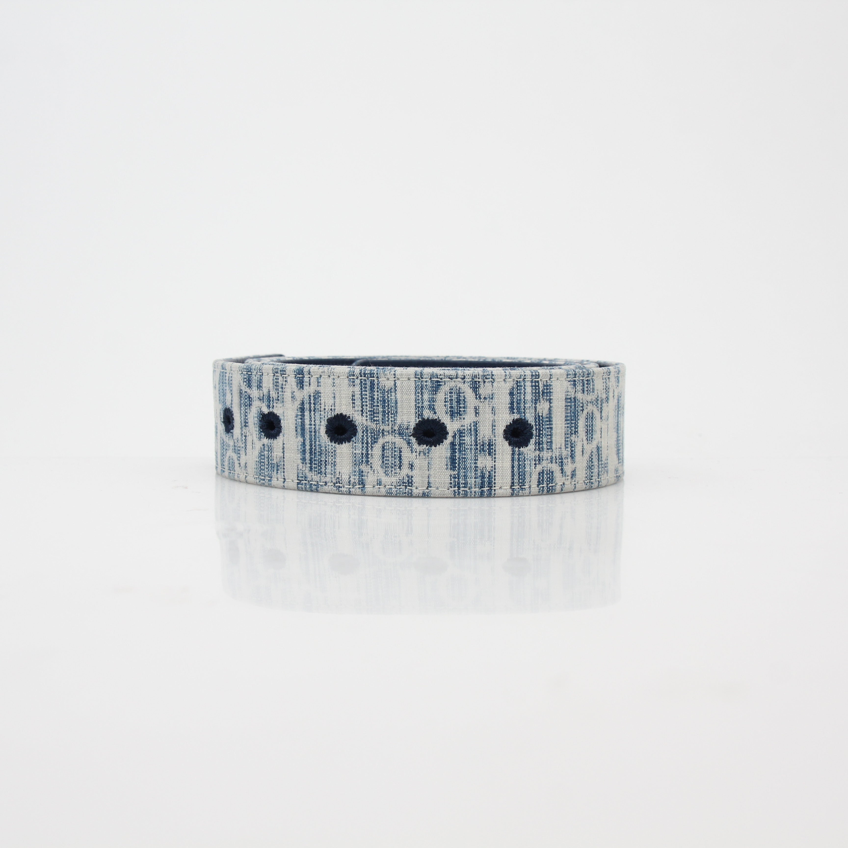 Christian Dior Blue Oblique Denim 30 Montaigne Reversible Belt Strap