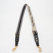 Christian Dior Navy Adjustable Embroidered Canvas Shoulder Strap