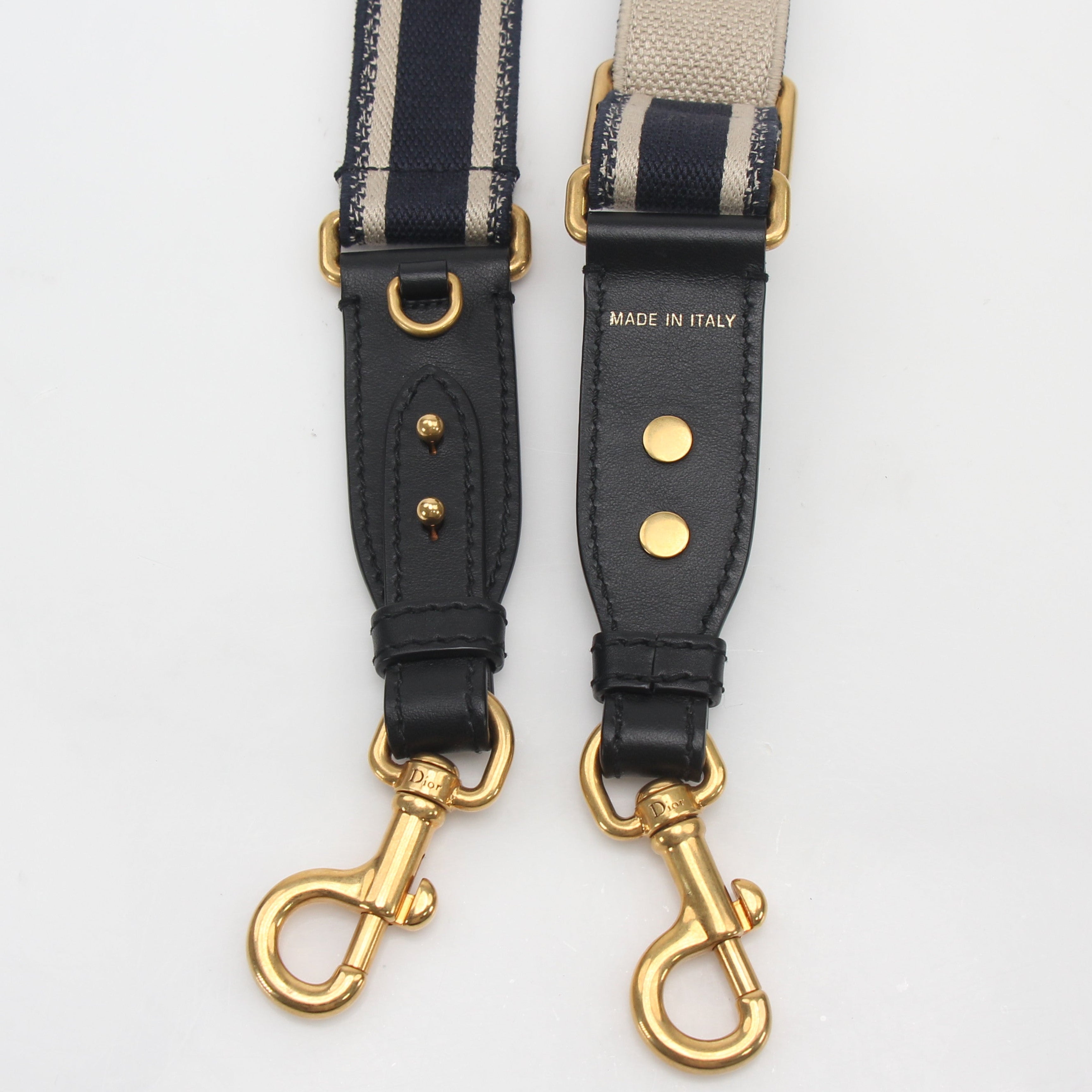 Christian Dior Navy Adjustable Embroidered Canvas Shoulder Strap