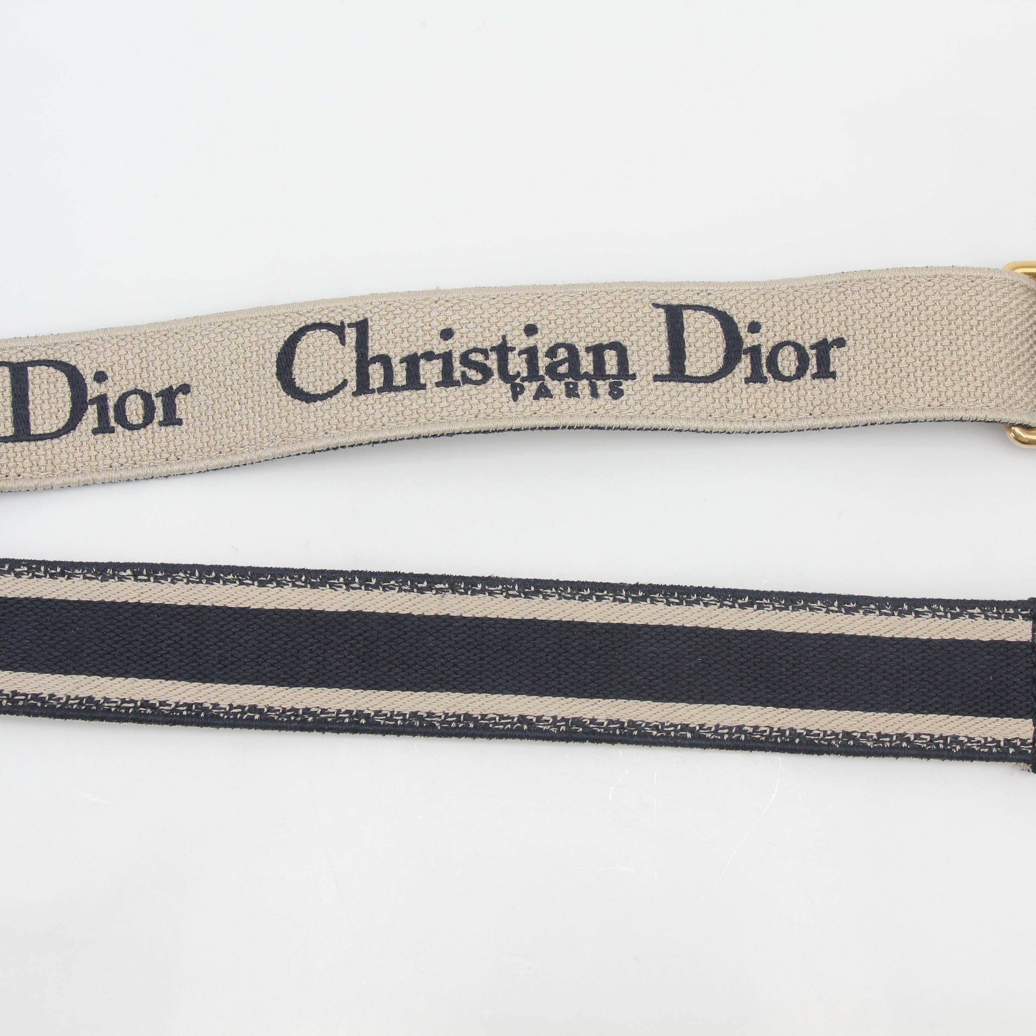 Christian Dior Navy Adjustable Embroidered Canvas Shoulder Strap