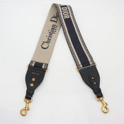 Christian Dior Navy Thick Embroidered Canvas Shoulder Strap