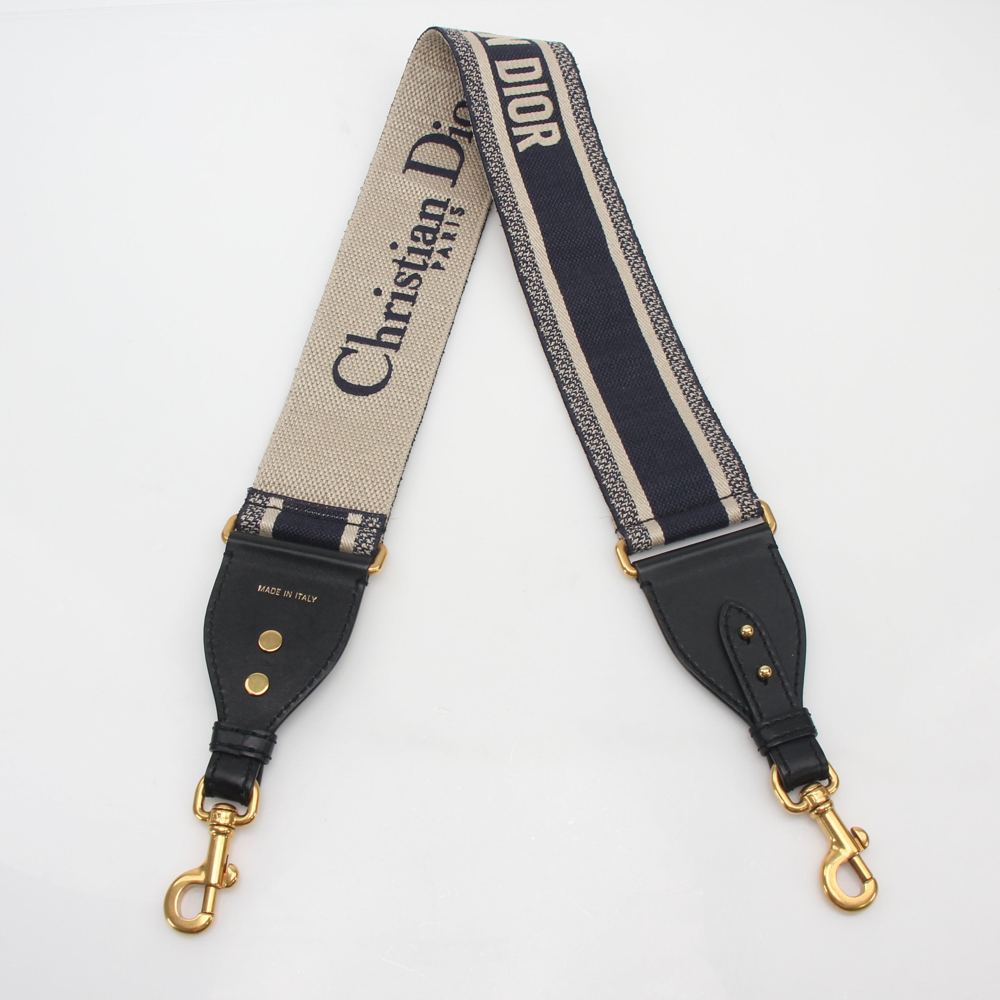 Christian Dior Navy Thick Embroidered Canvas Shoulder Strap