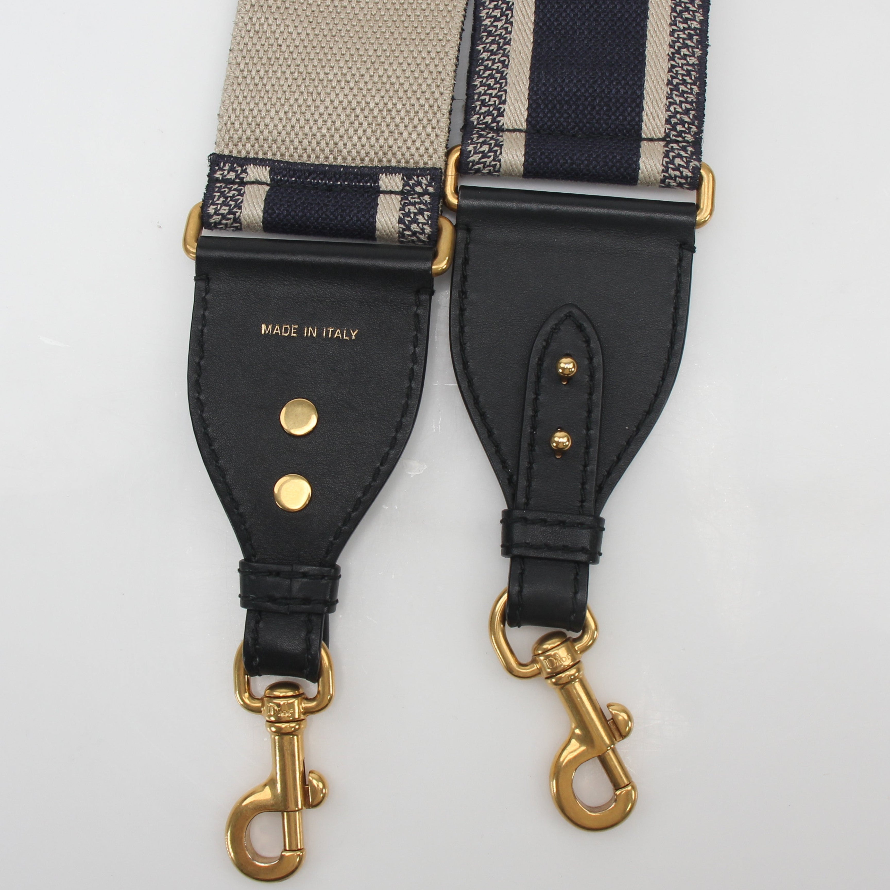 Christian Dior Navy Thick Embroidered Canvas Shoulder Strap