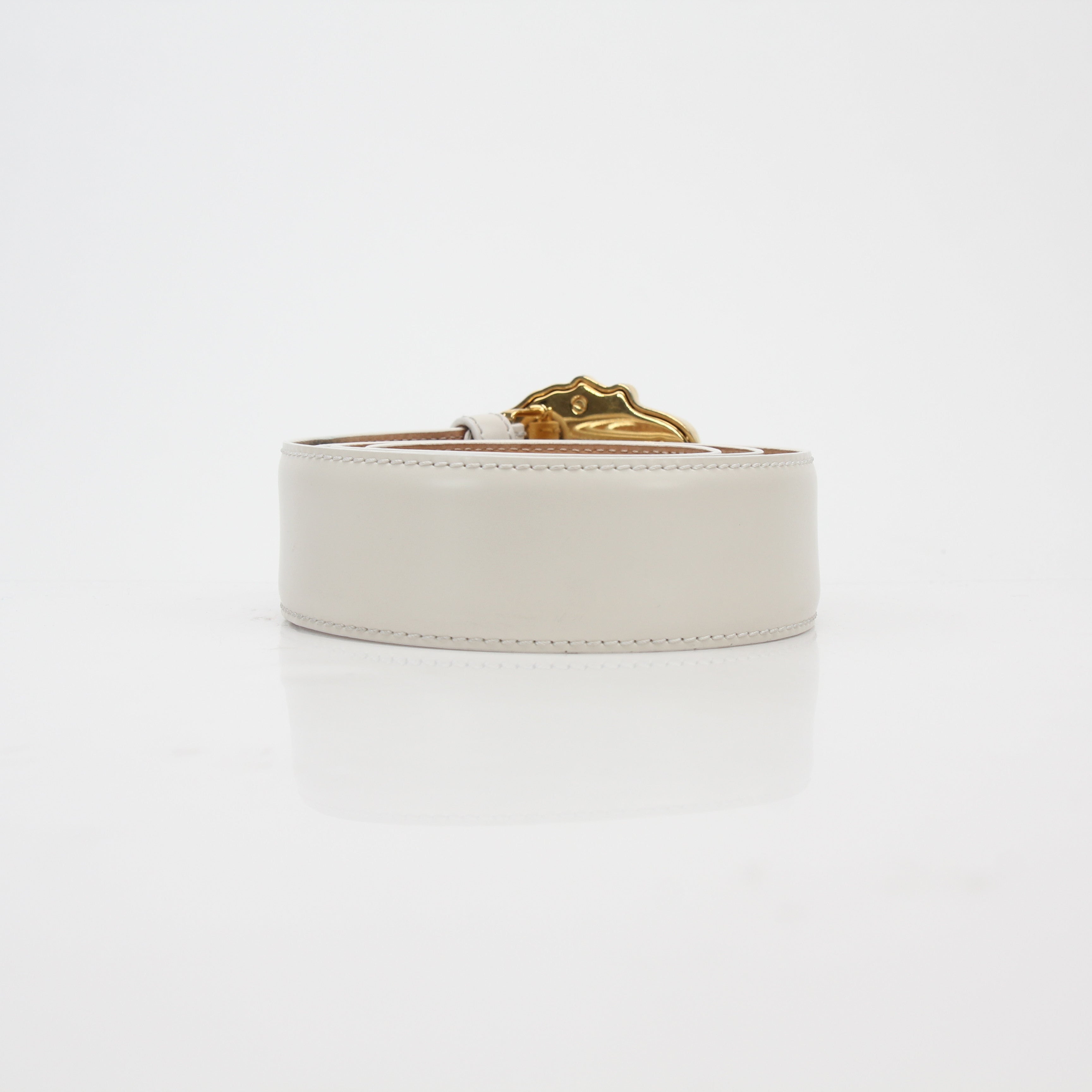 Versace White La Medusa Leather Belt