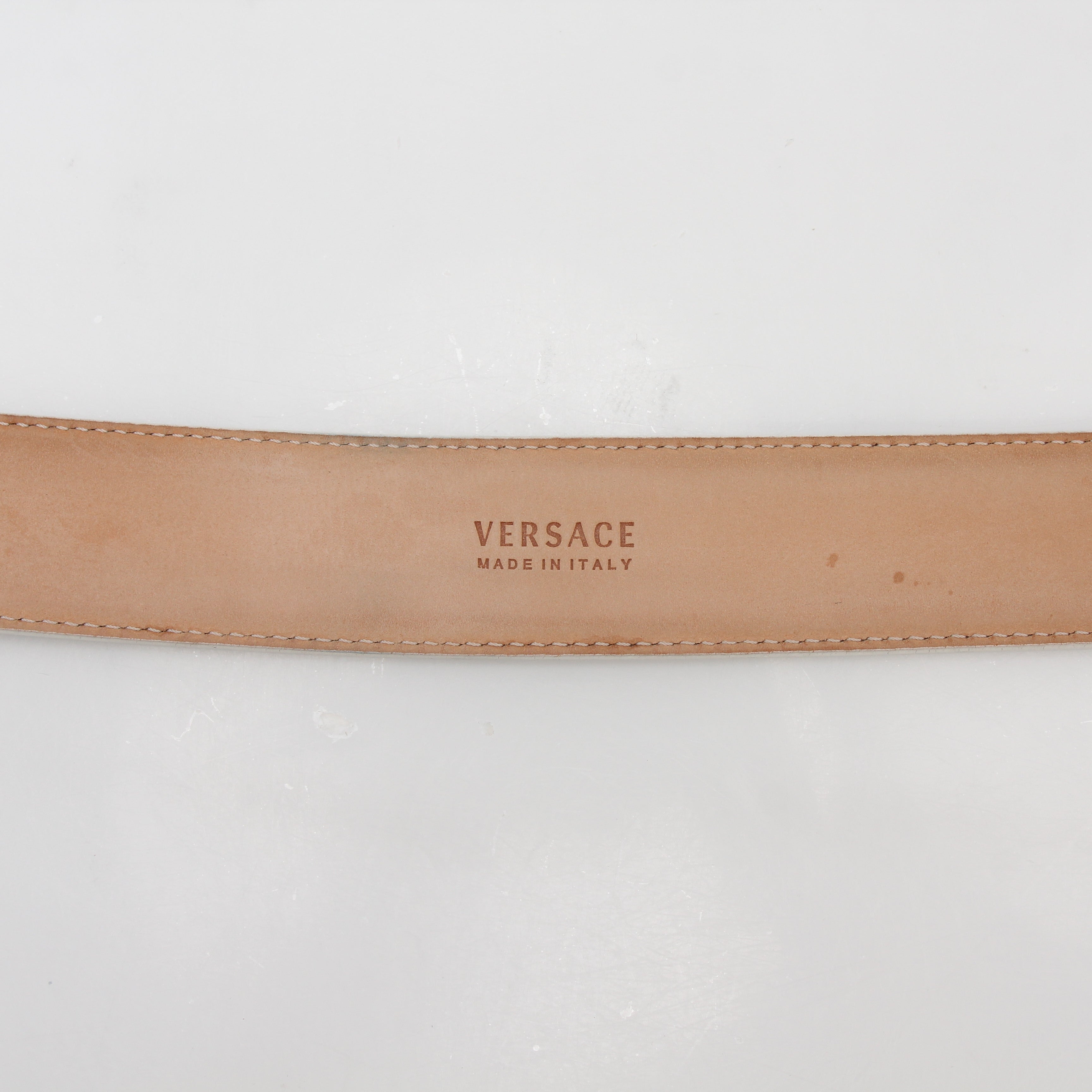 Versace White La Medusa Leather Belt