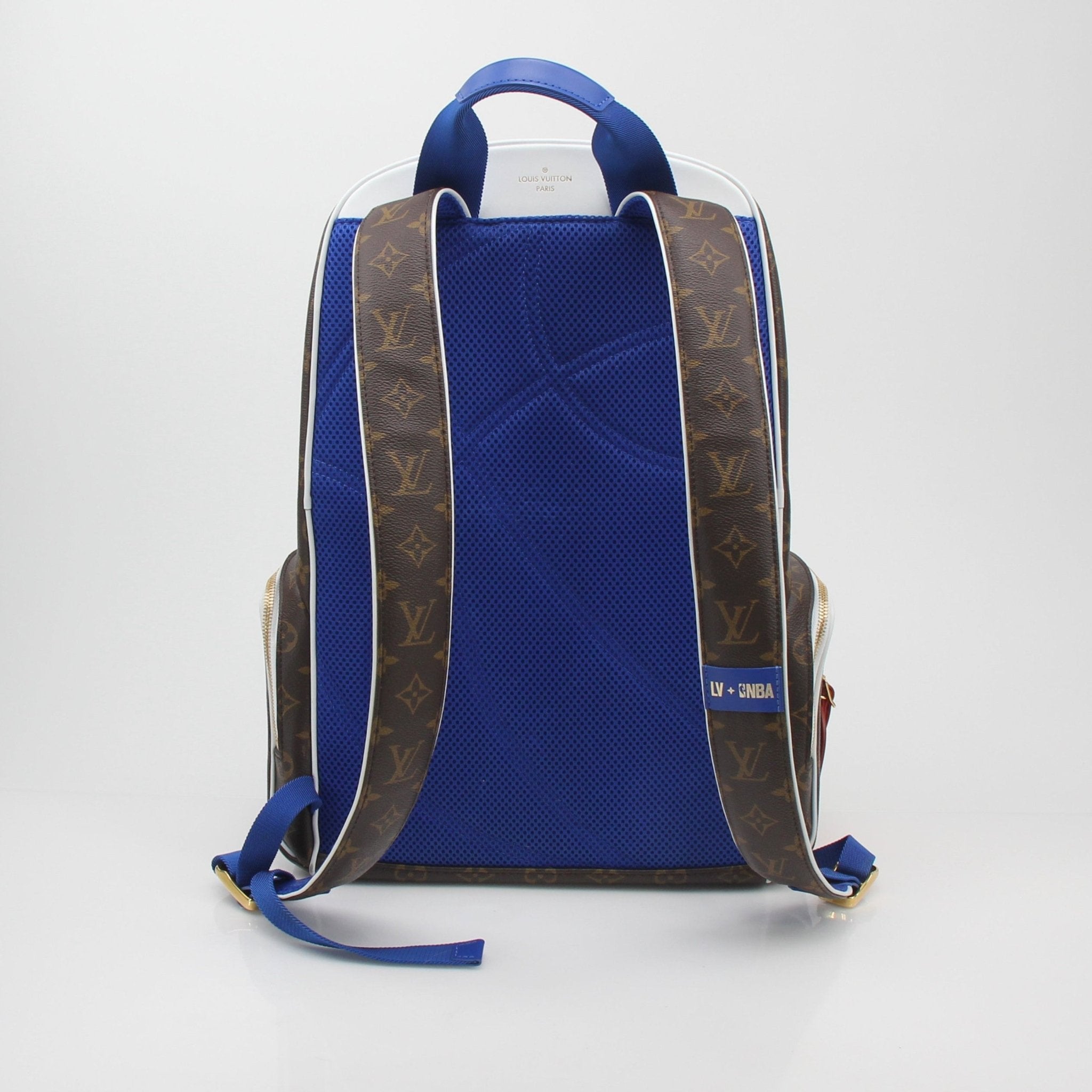 Louis Vuitton x NBA Monogram Basketball Backpack from Gold & Beyond, featuring monogram design, adjustable straps, and spacious travel bag style.