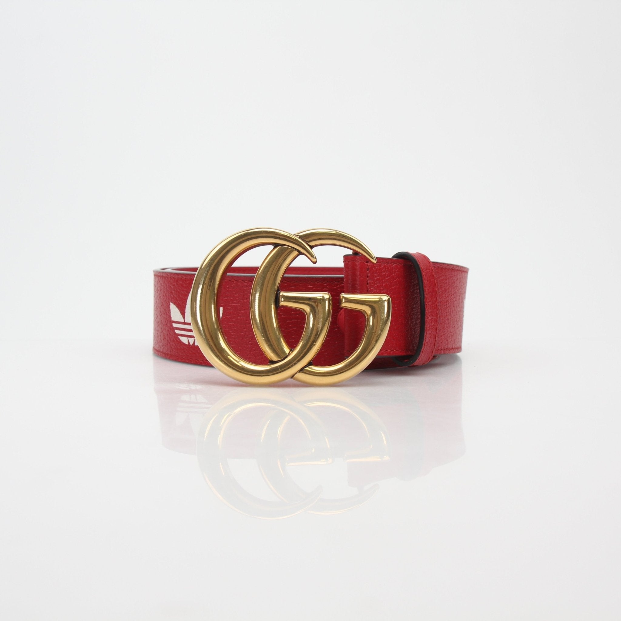 Adidas x Gucci Red GG Marmont Leather Belt