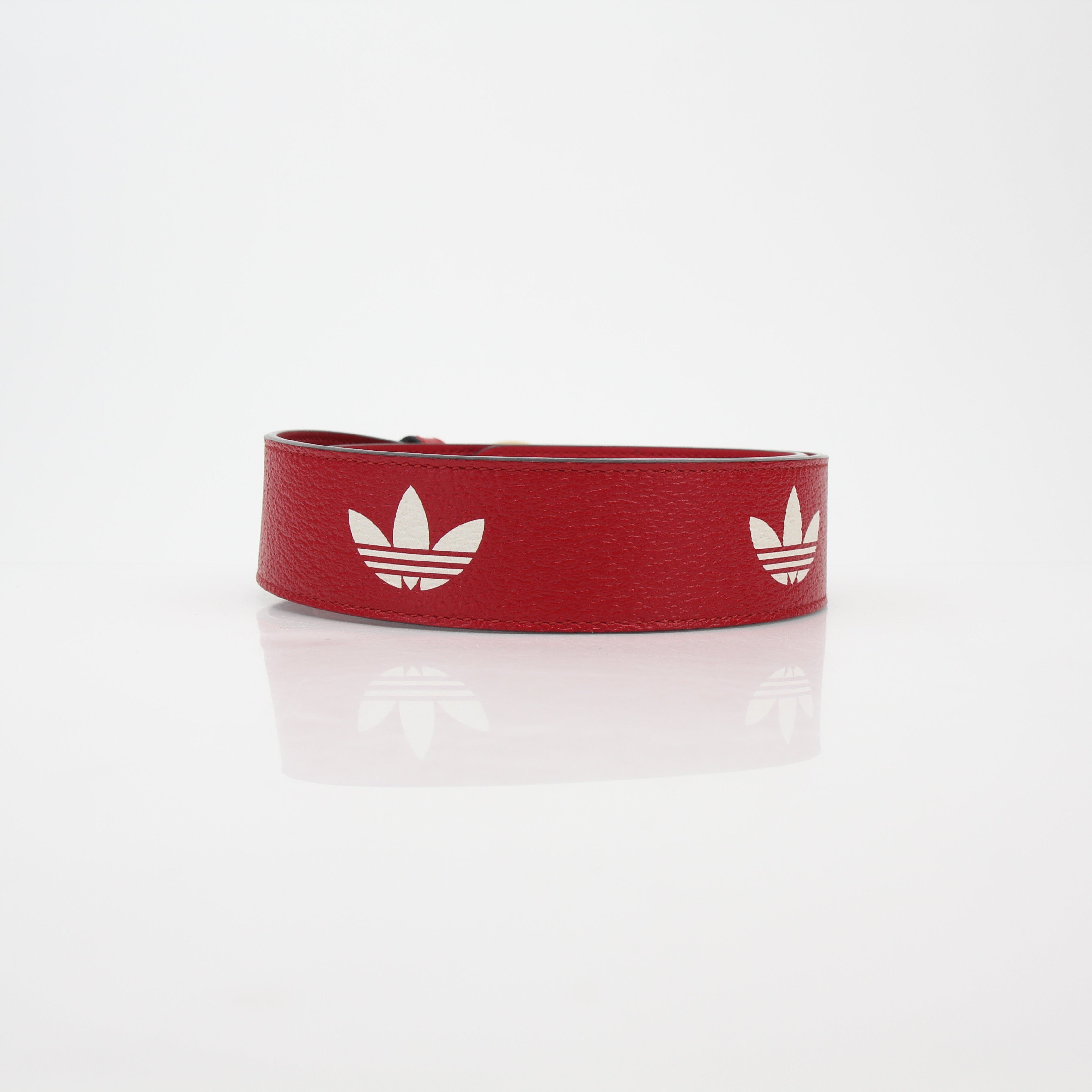 Adidas x Gucci Red GG Marmont Leather Belt