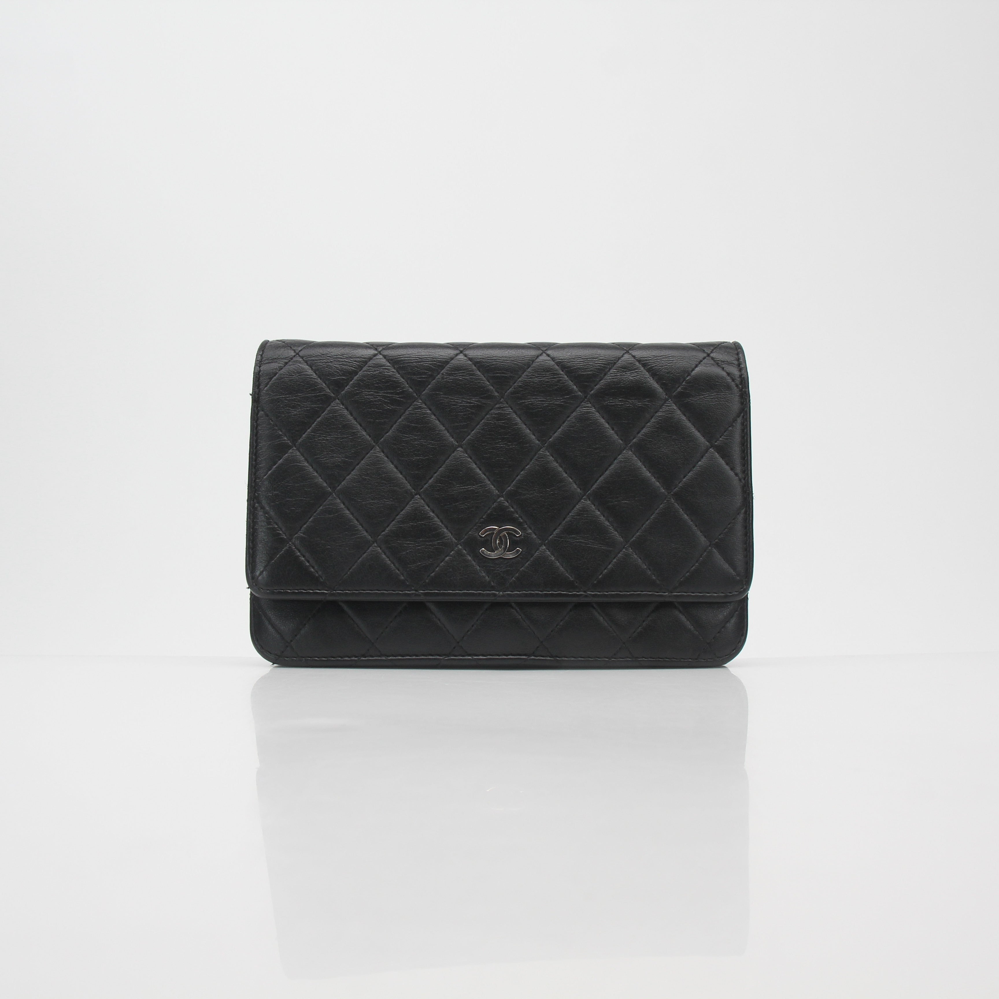 Chanel Black Quilted Lambskin Wallet on Chain