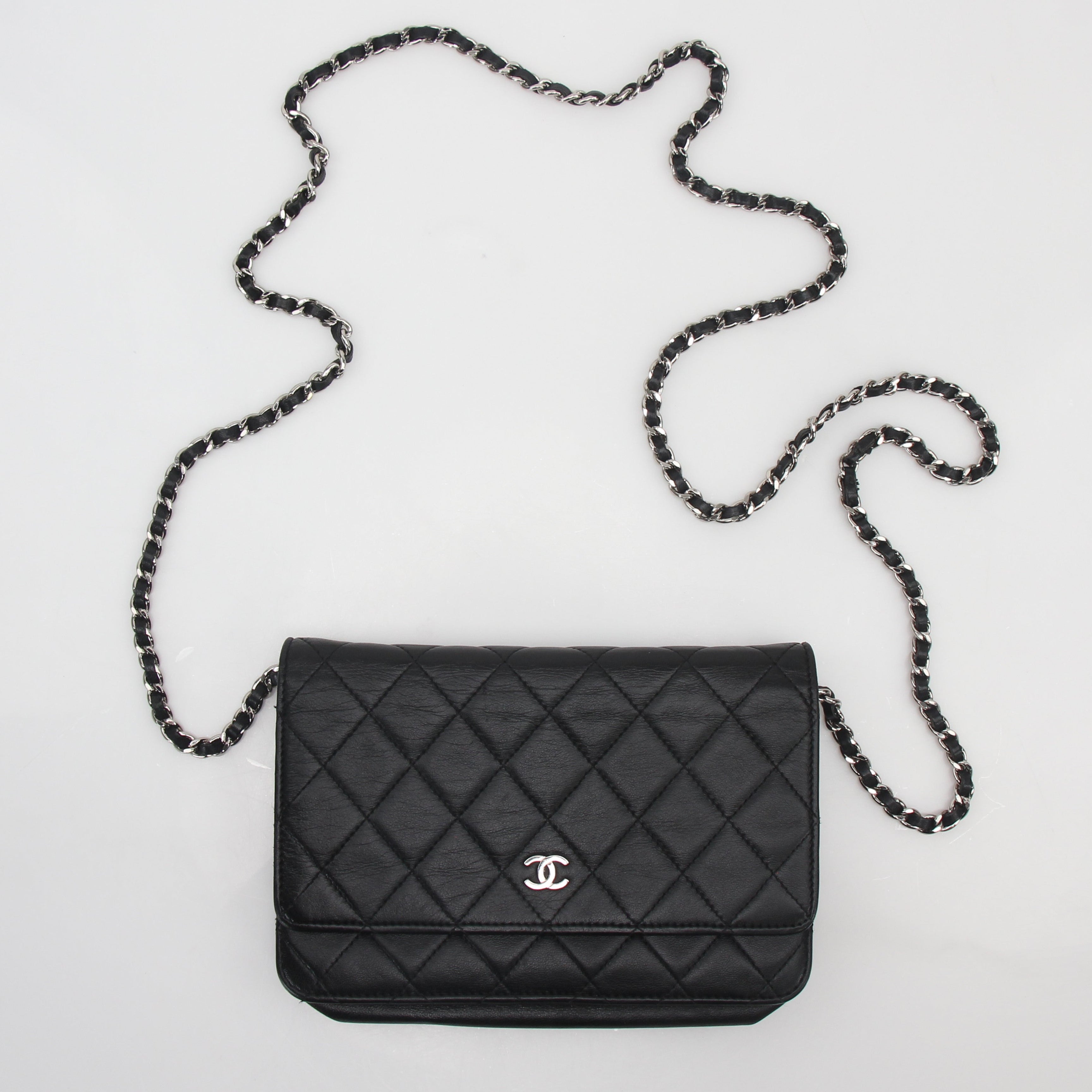 Chanel Black Quilted Lambskin Wallet on Chain