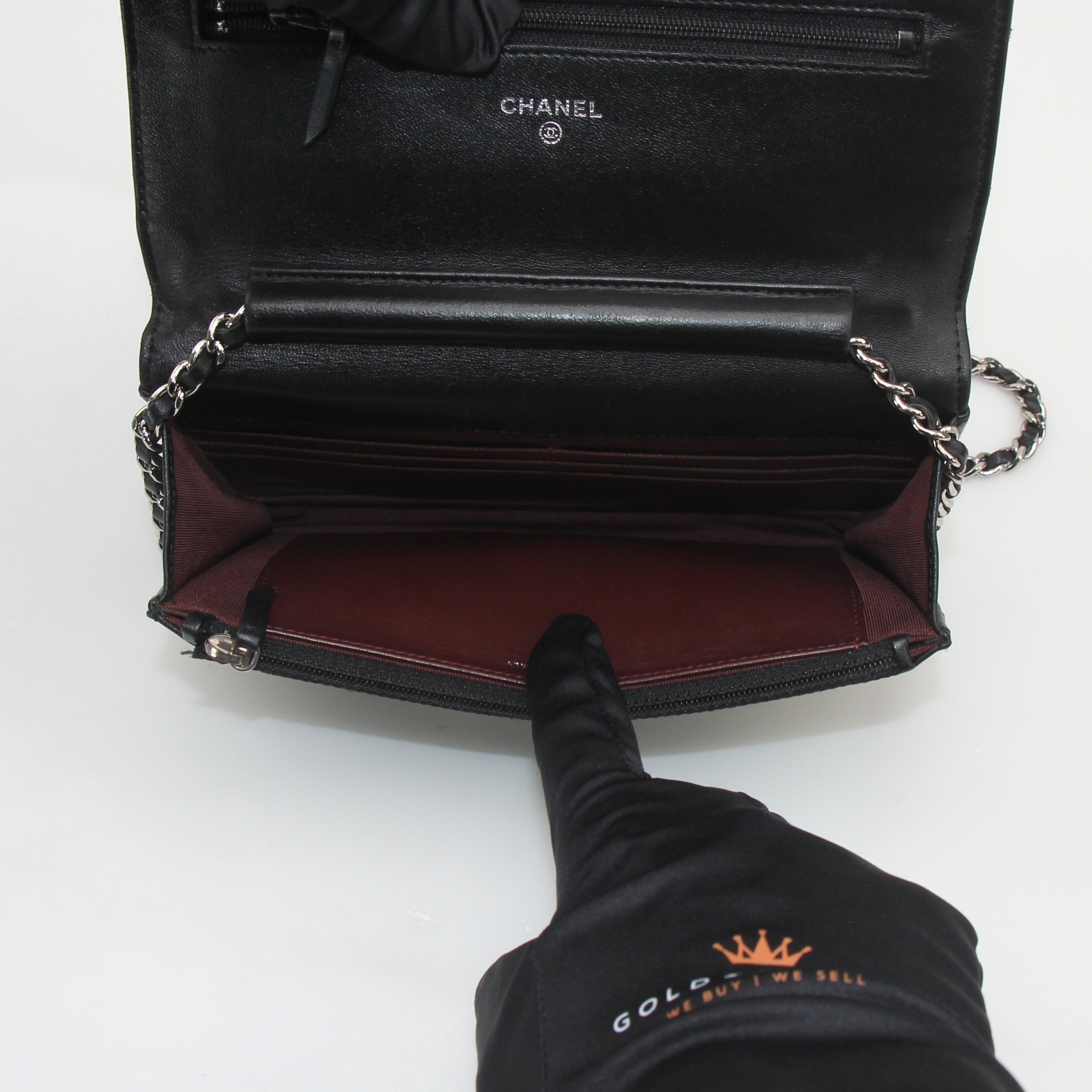 Chanel Black Quilted Lambskin Wallet on Chain