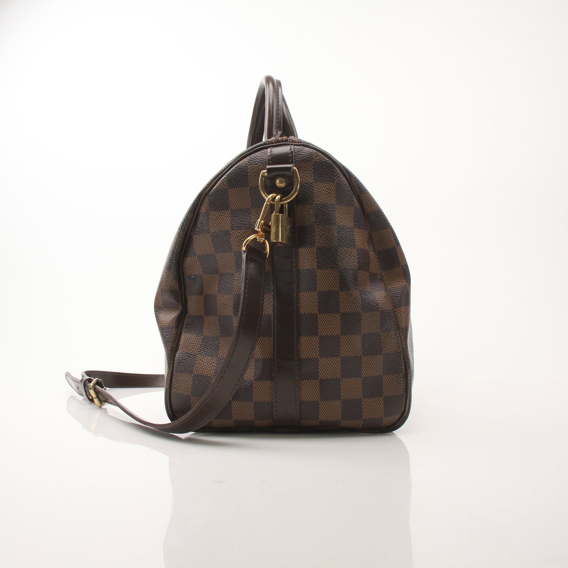 Louis Vuitton Speedy Bandouliere 35 shoes by Gold & Beyond, featuring stylish design and luxurious details in a close-up shot.