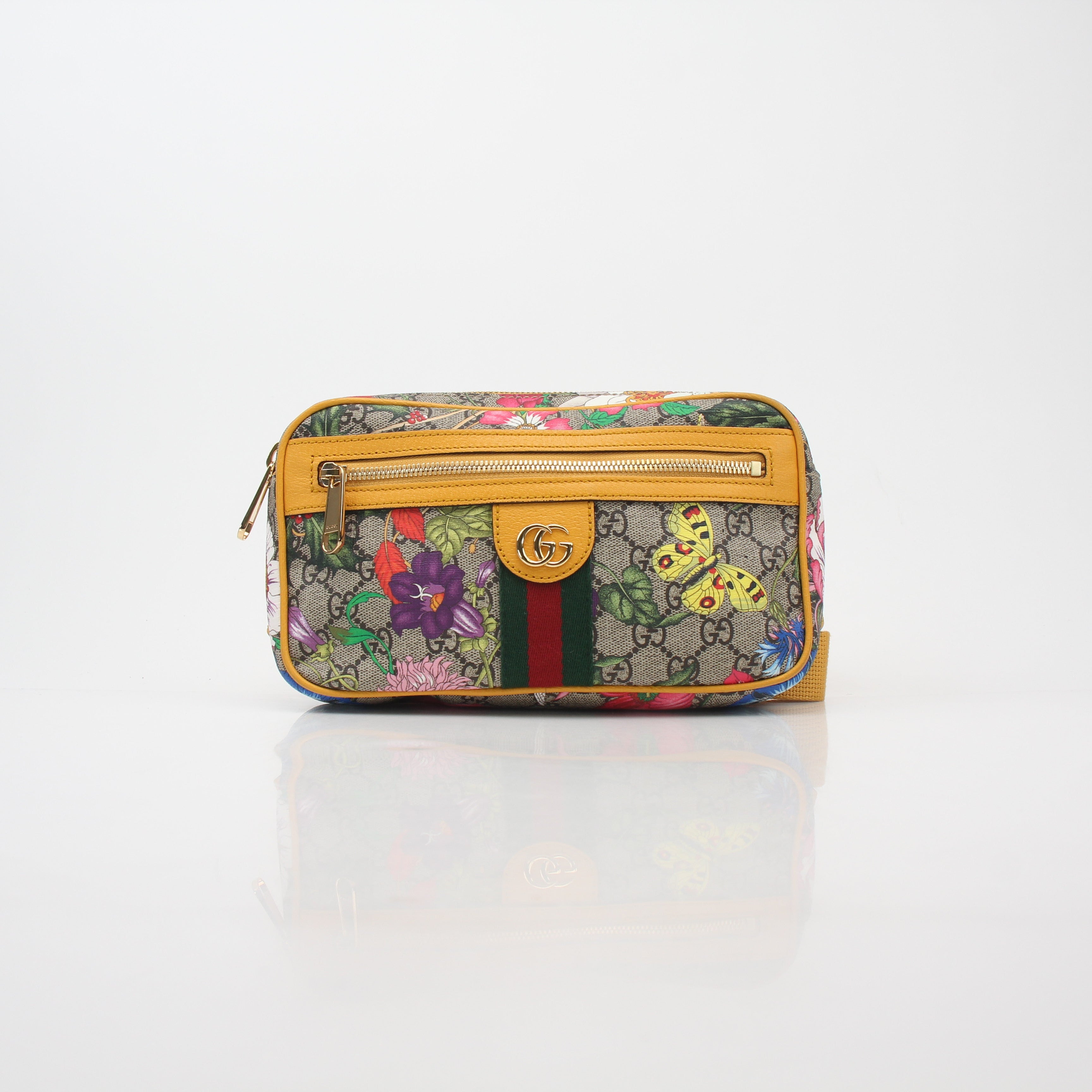 Gucci Beige Flora Ophidia GG Supreme Belt Bag