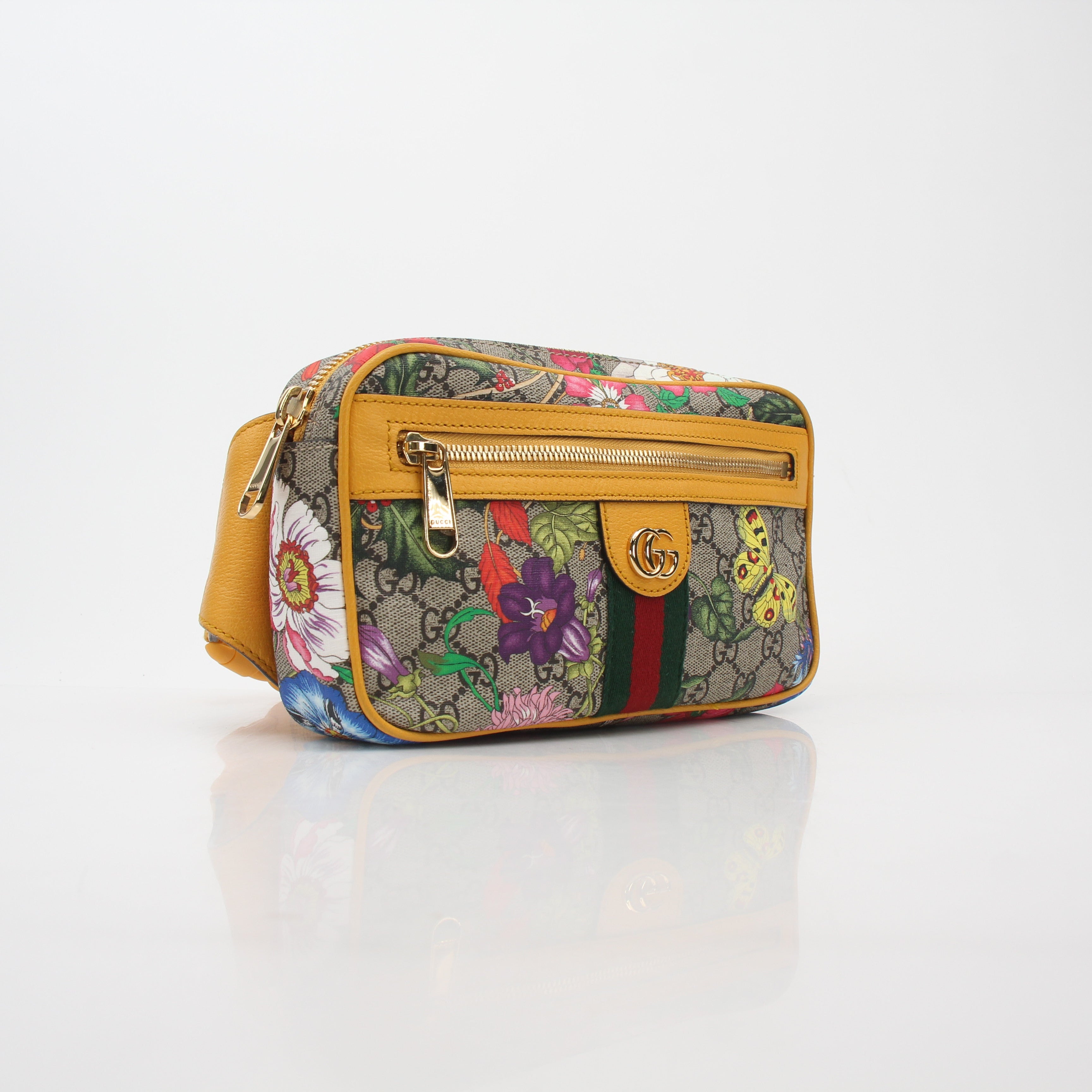 Gucci Beige Flora Ophidia GG Supreme Belt Bag