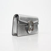 Gucci Silver Metallic Dionysus Super Mini Shoulder Bag