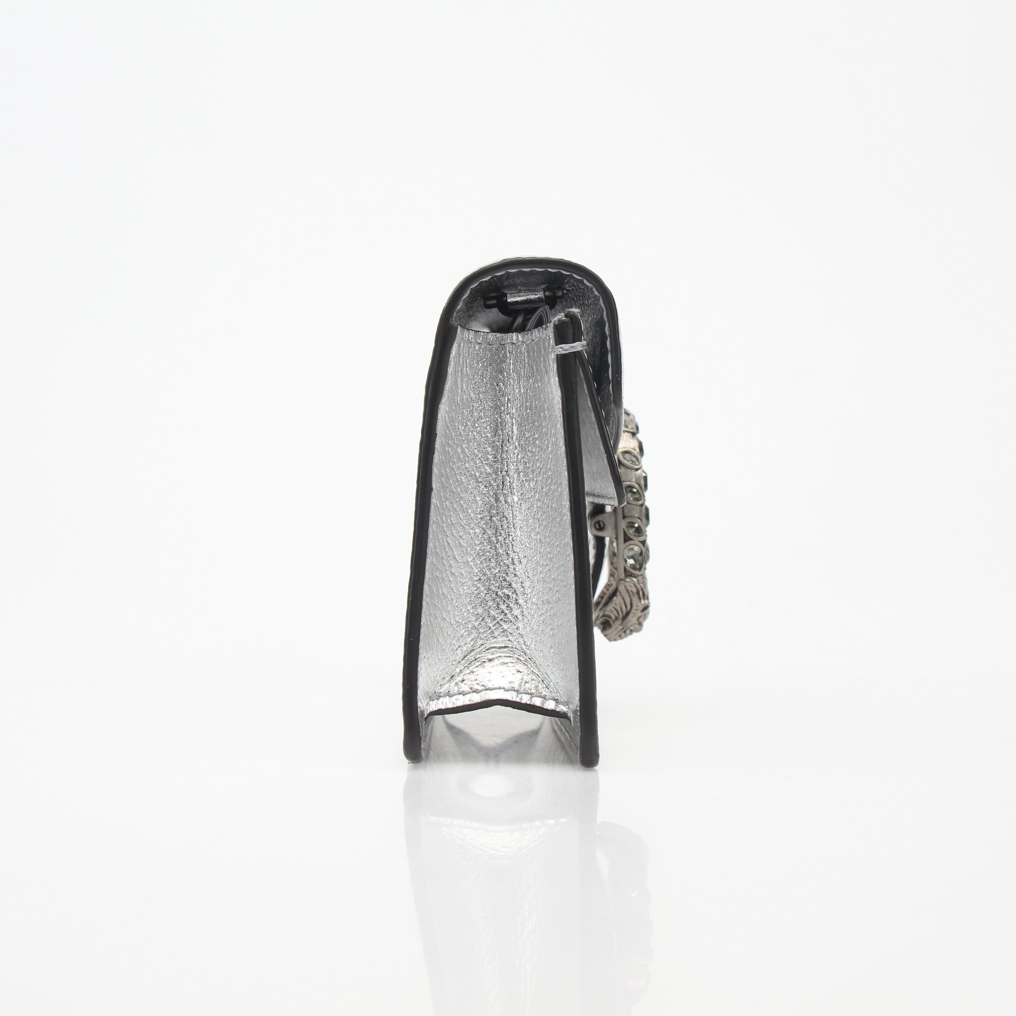Gucci Silver Metallic Dionysus Super Mini Shoulder Bag
