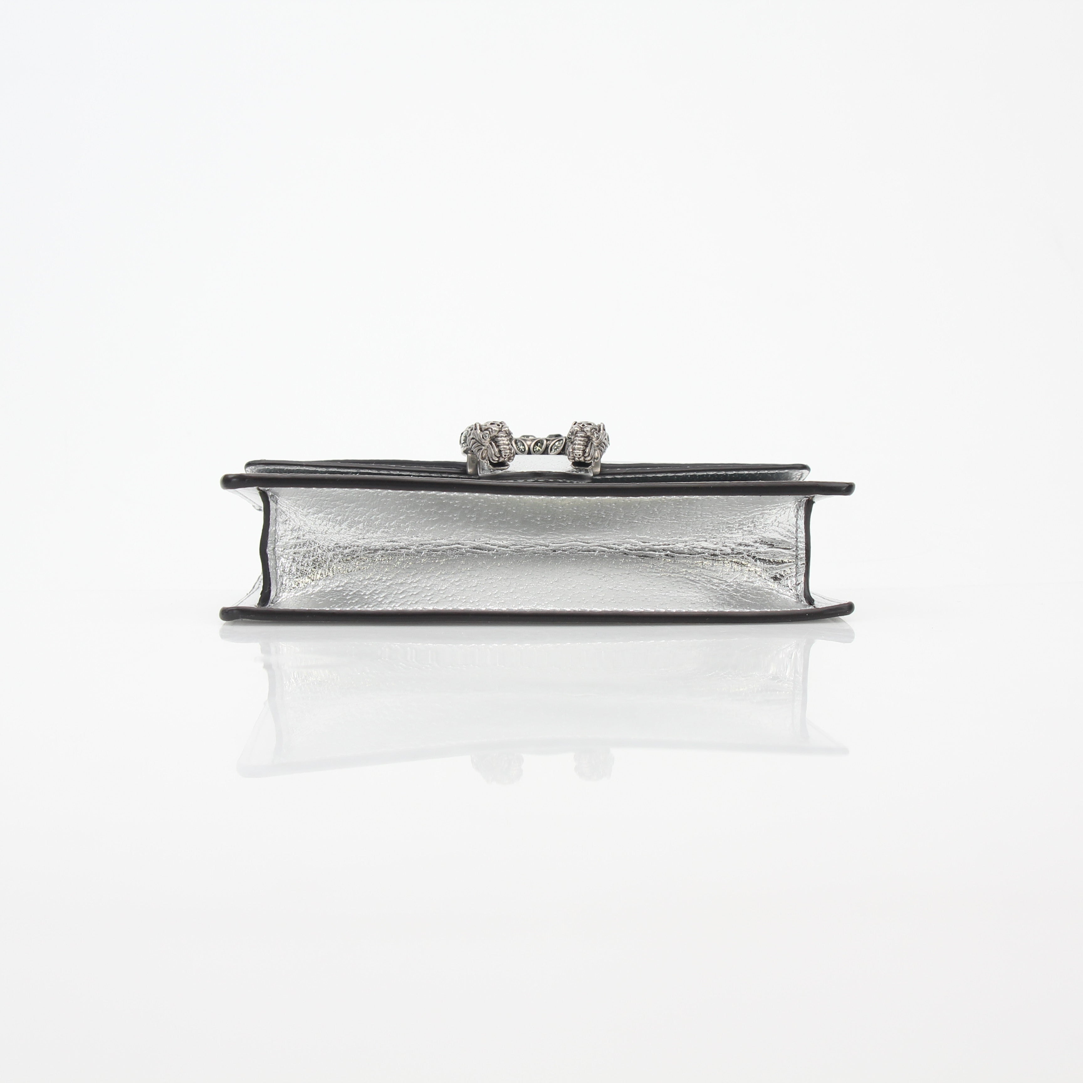 Gucci Silver Metallic Dionysus Super Mini Shoulder Bag