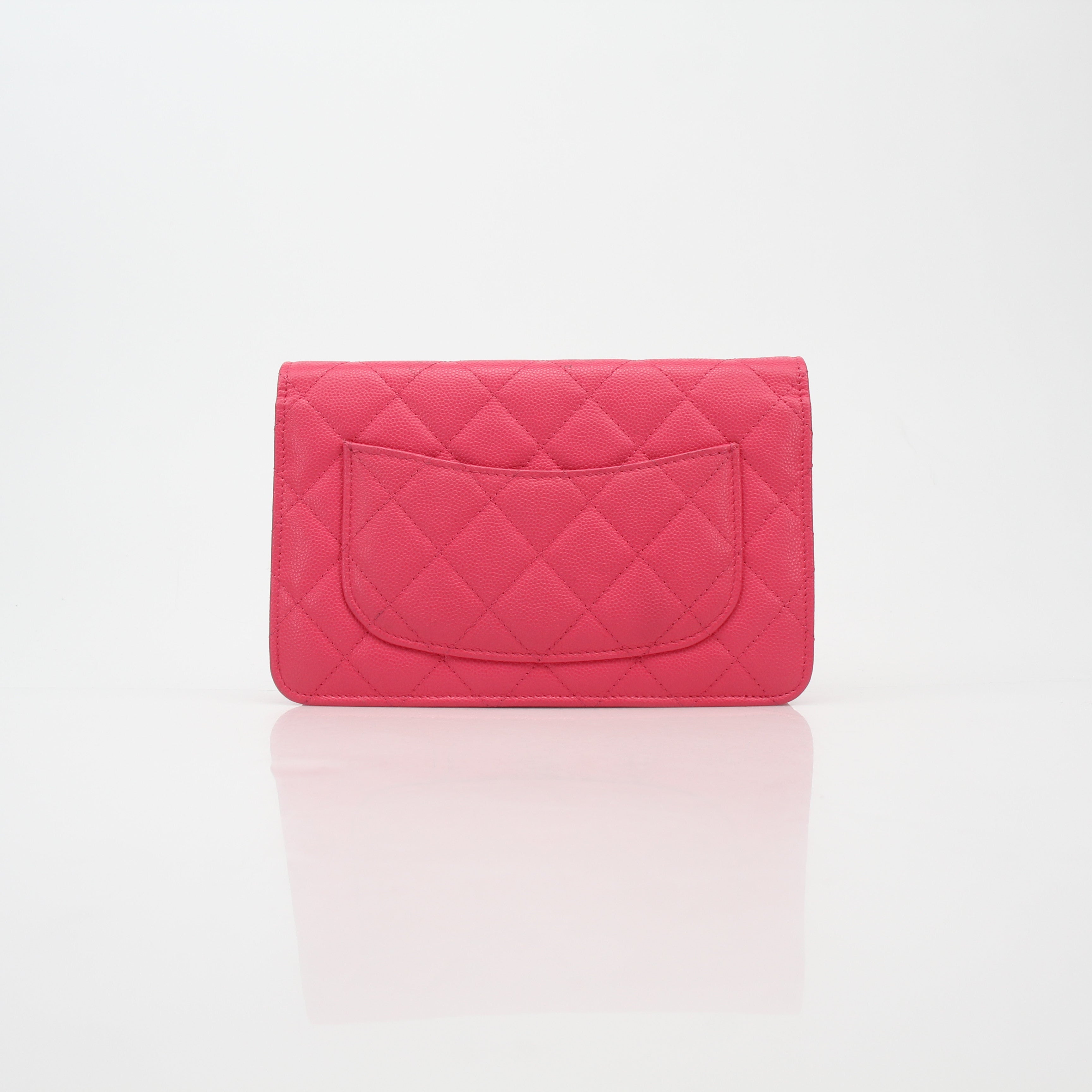 Chanel Pink Quilted Caviar Wallet on Chain Bag
