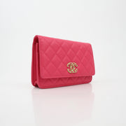 Chanel Pink Quilted Caviar Wallet on Chain Bag