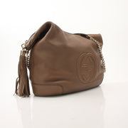Gold & Beyond Gucci Soho Chain Shoulder Bag, stylish handbag with gold chain strap and classic design, displayed on a neutral background.