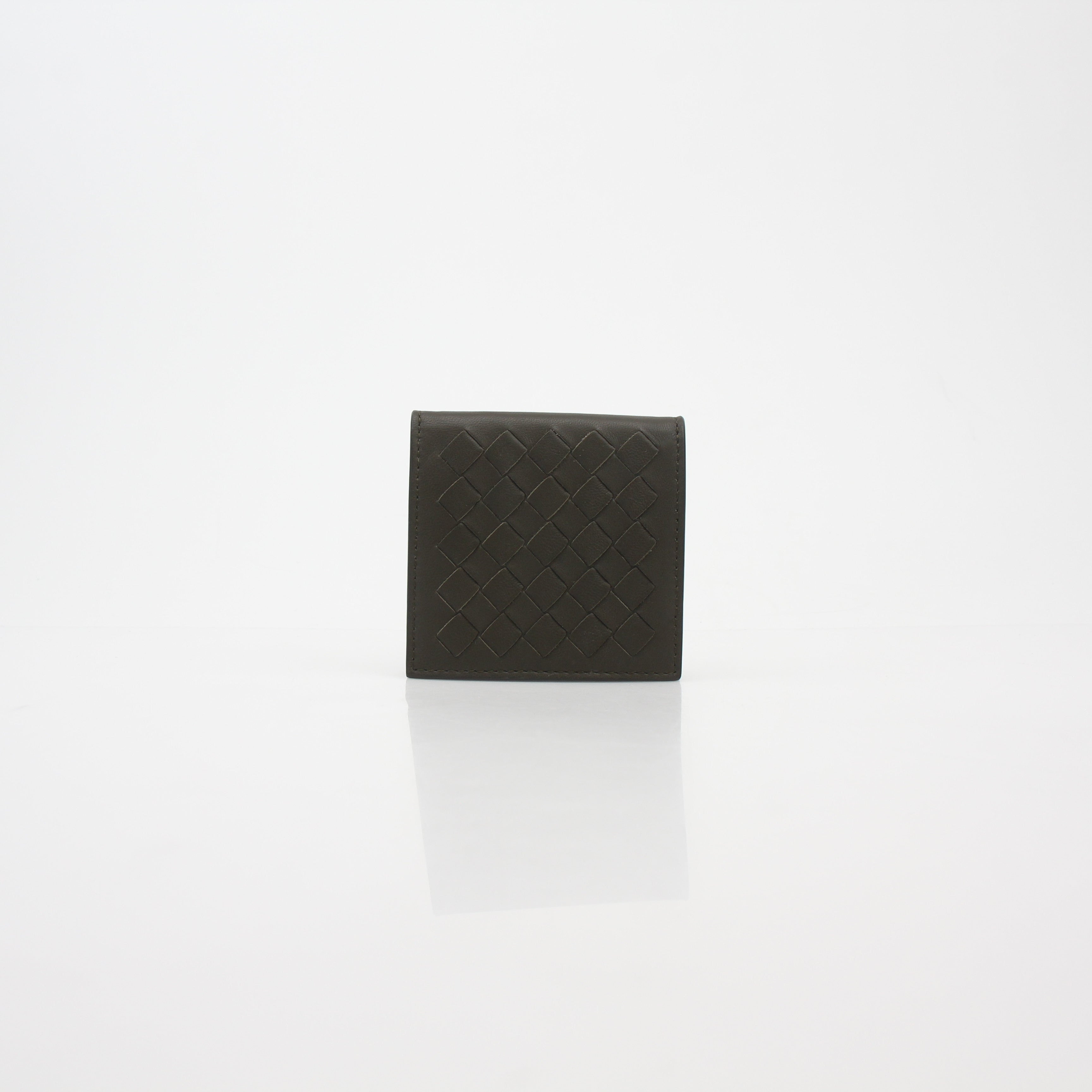 Bottega Veneta Dark Green Intrecciato Trifold Coin Purse