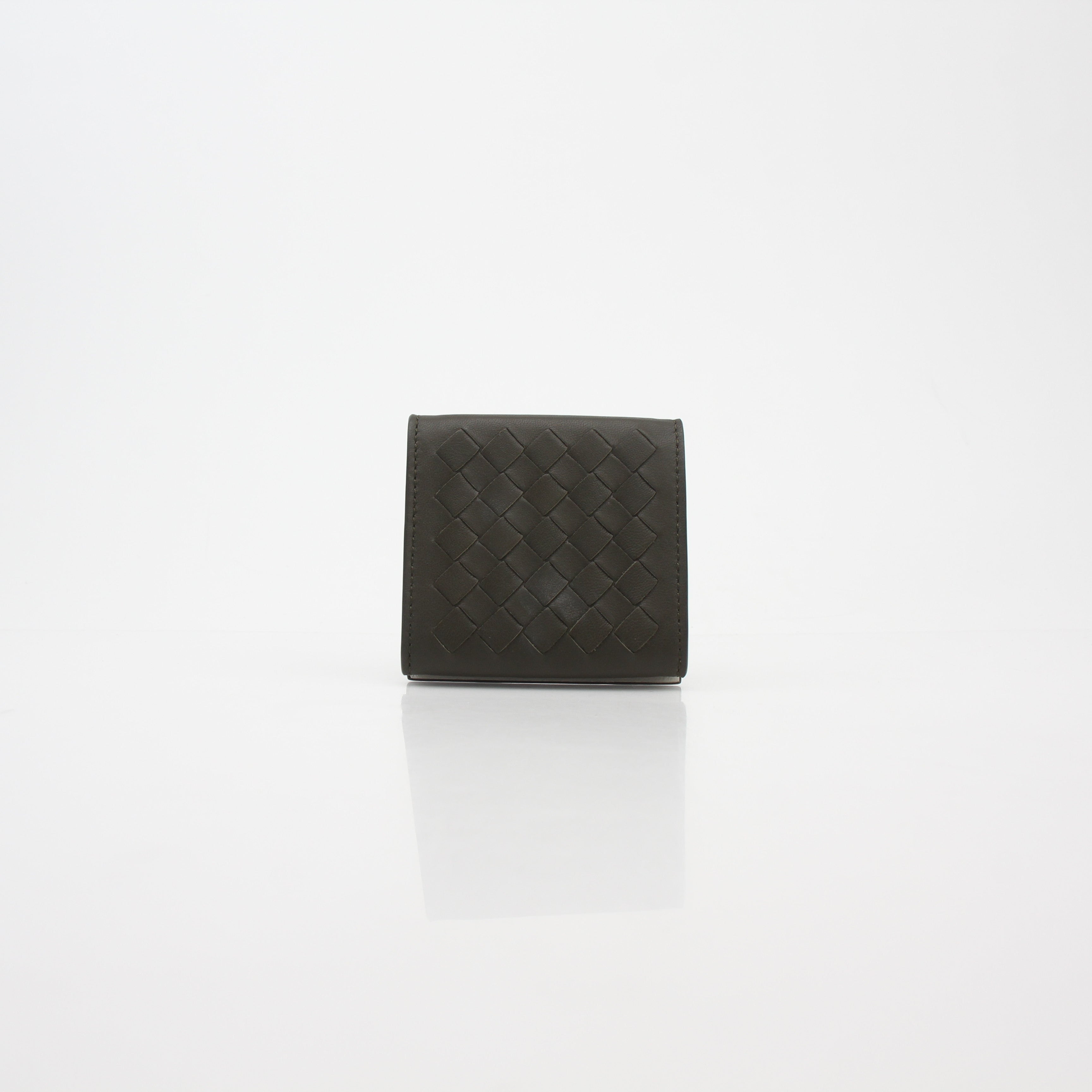 Bottega Veneta Dark Green Intrecciato Trifold Coin Purse