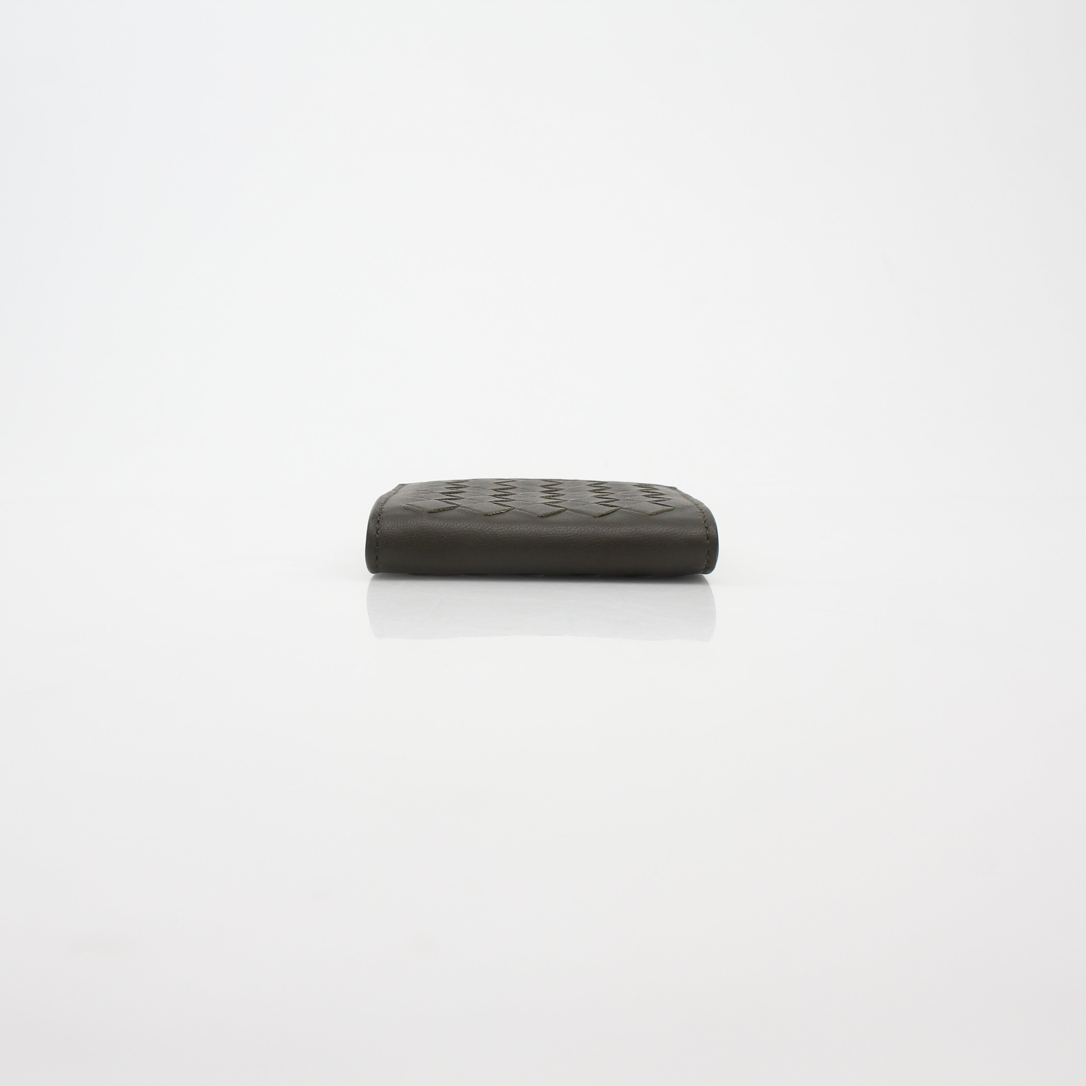 Bottega Veneta Dark Green Intrecciato Trifold Coin Purse