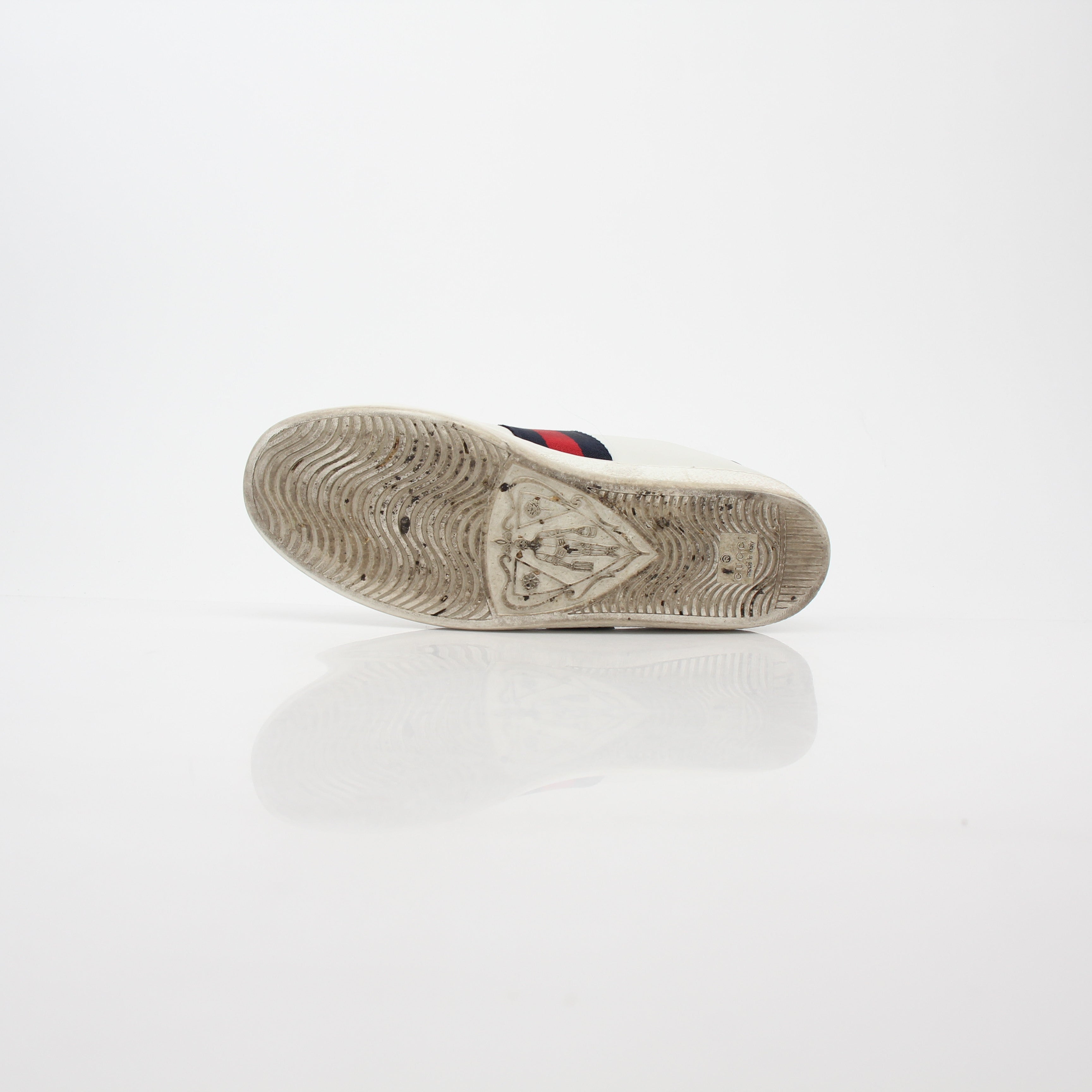 Gucci White Ace Embroidered Leather Sneakers
