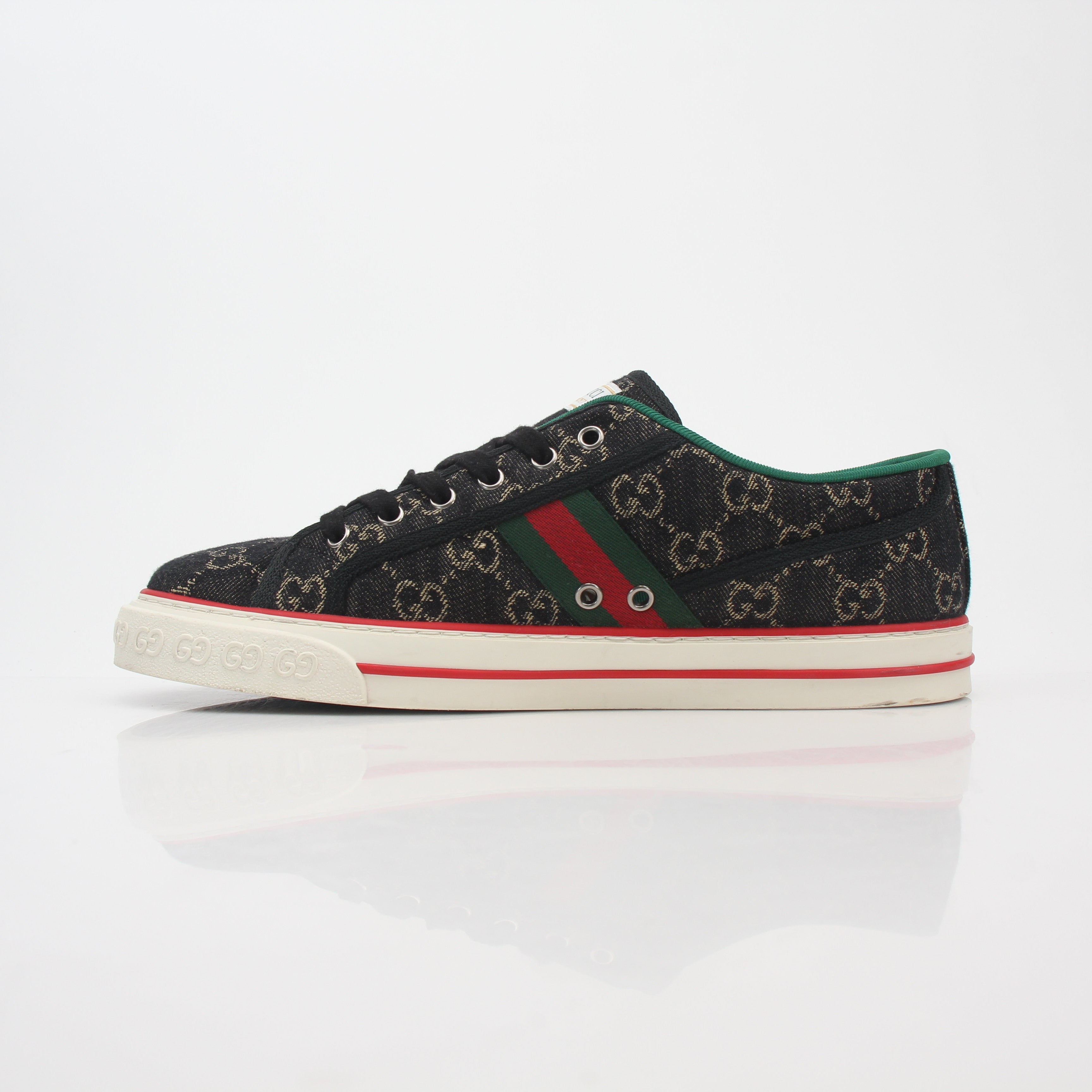 Gucci Black GG Denim Tennis 1977 Low-Top Sneakers