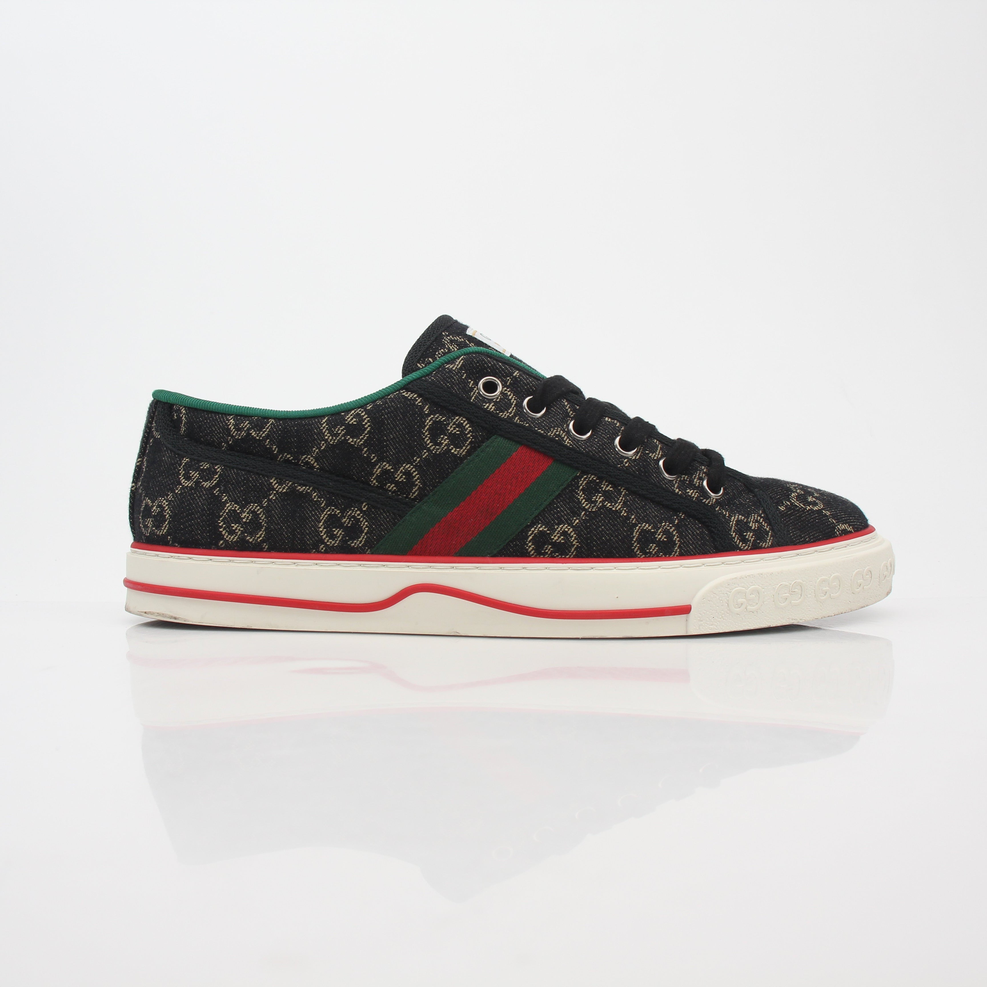 Gucci Black GG Denim Tennis 1977 Low-Top Sneakers