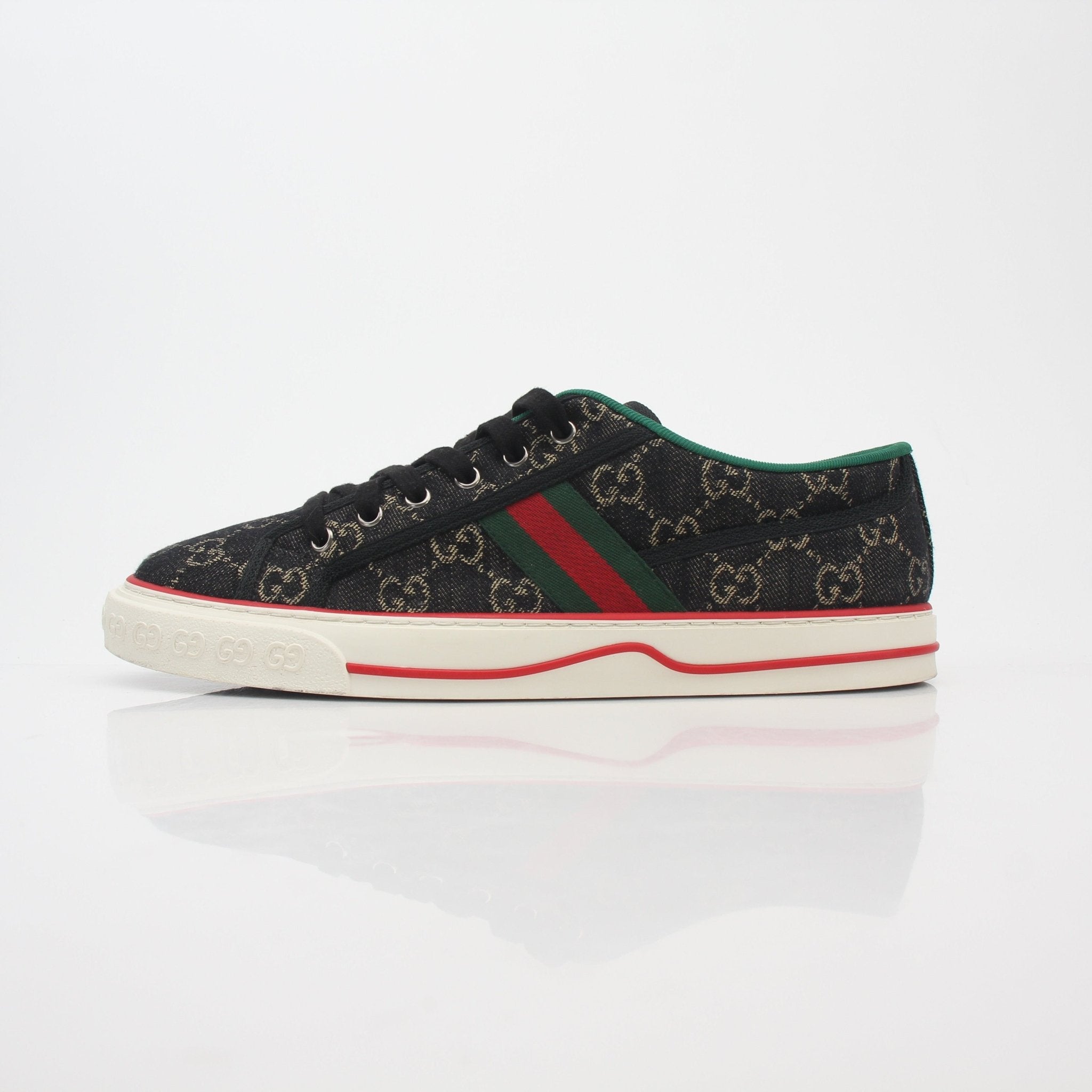 Gucci Black GG Denim Tennis 1977 Low-Top Sneakers
