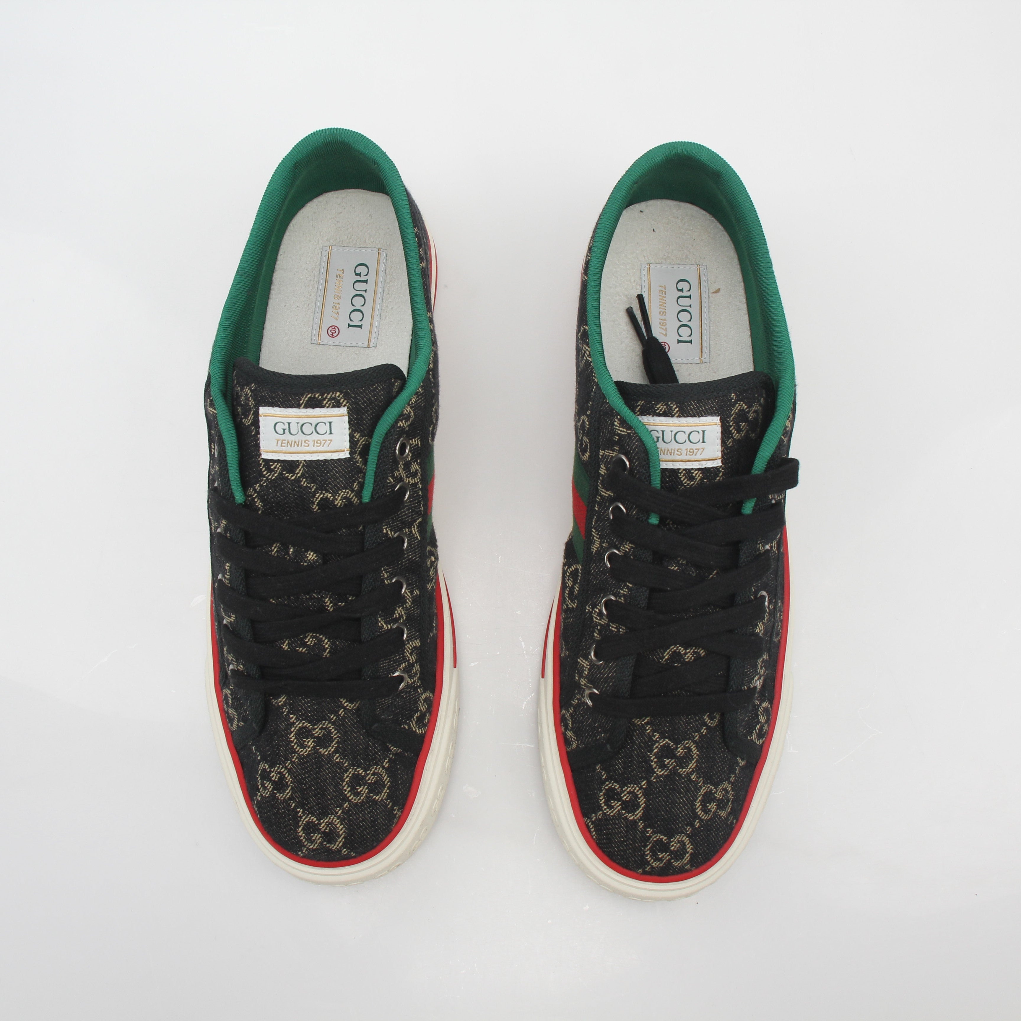 Gucci Black GG Denim Tennis 1977 Low-Top Sneakers