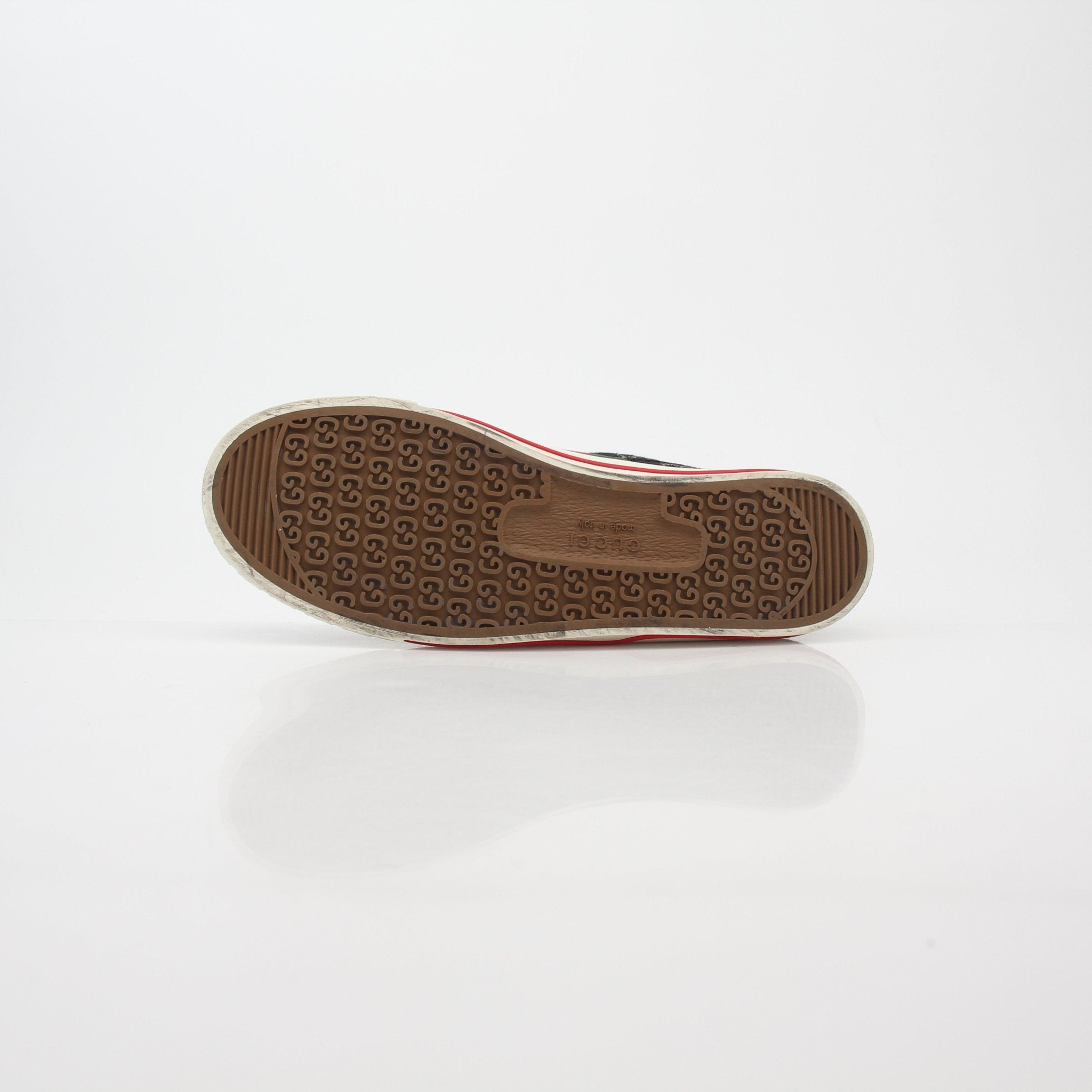 Gold & Beyond Gucci black GG denim tennis sneakers, low-top shoes with classic design and signature branding.