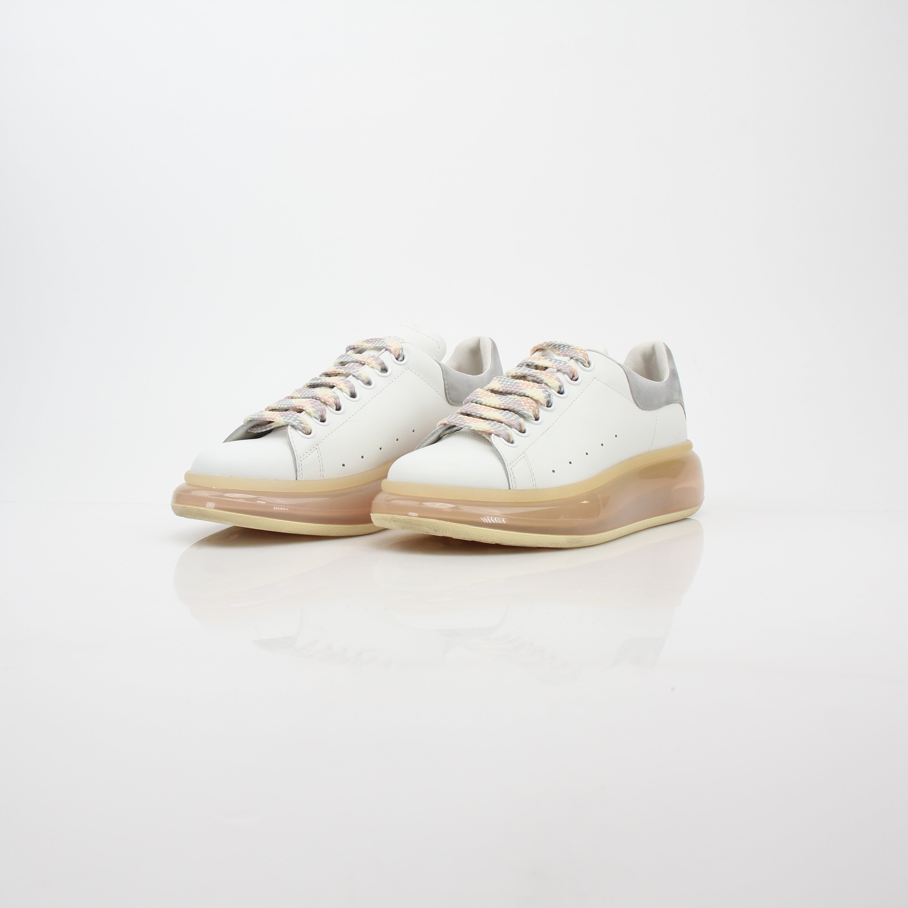 Alexander McQueen White Oversized Transparent-Sole Sneakers