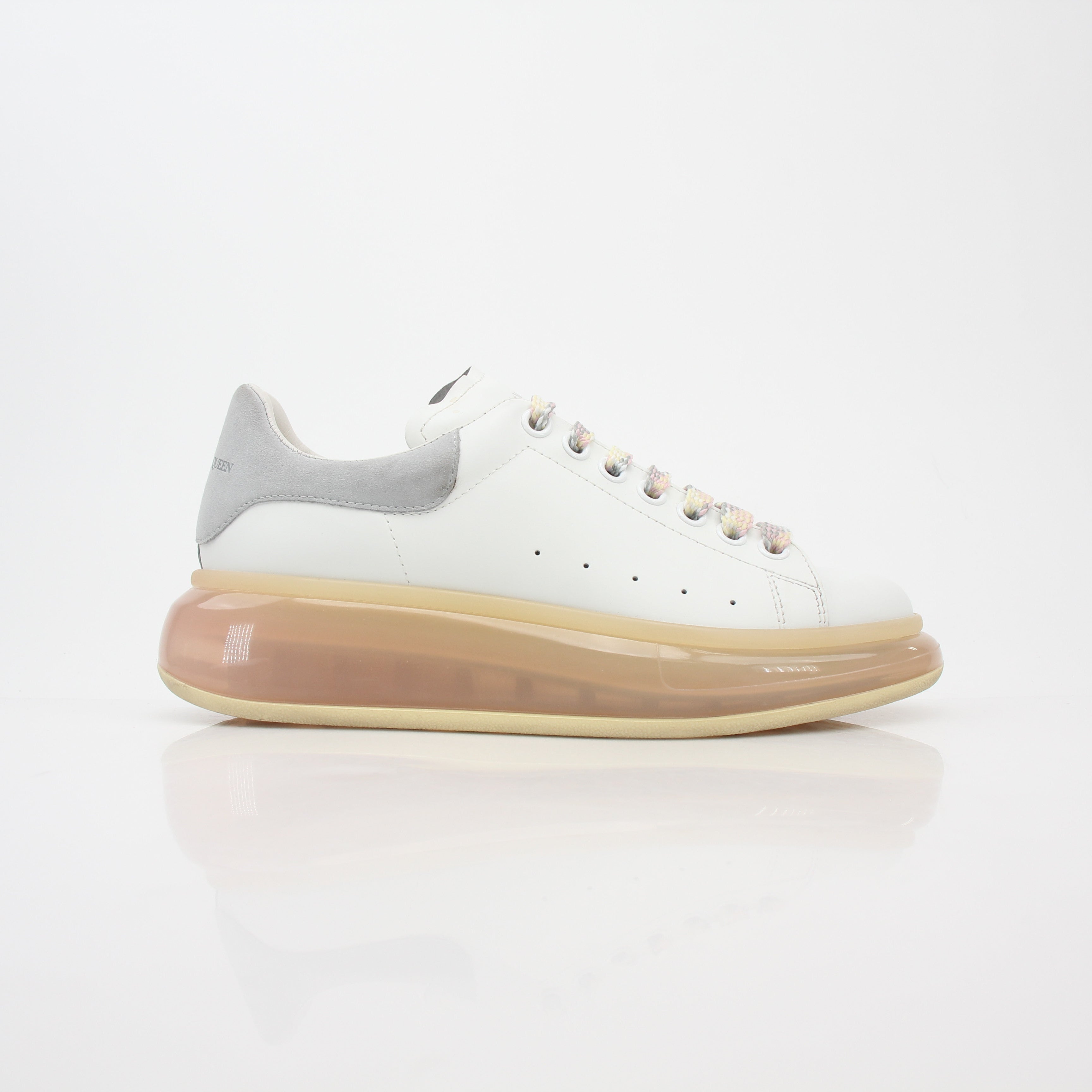 Alexander McQueen White Oversized Transparent-Sole Sneakers