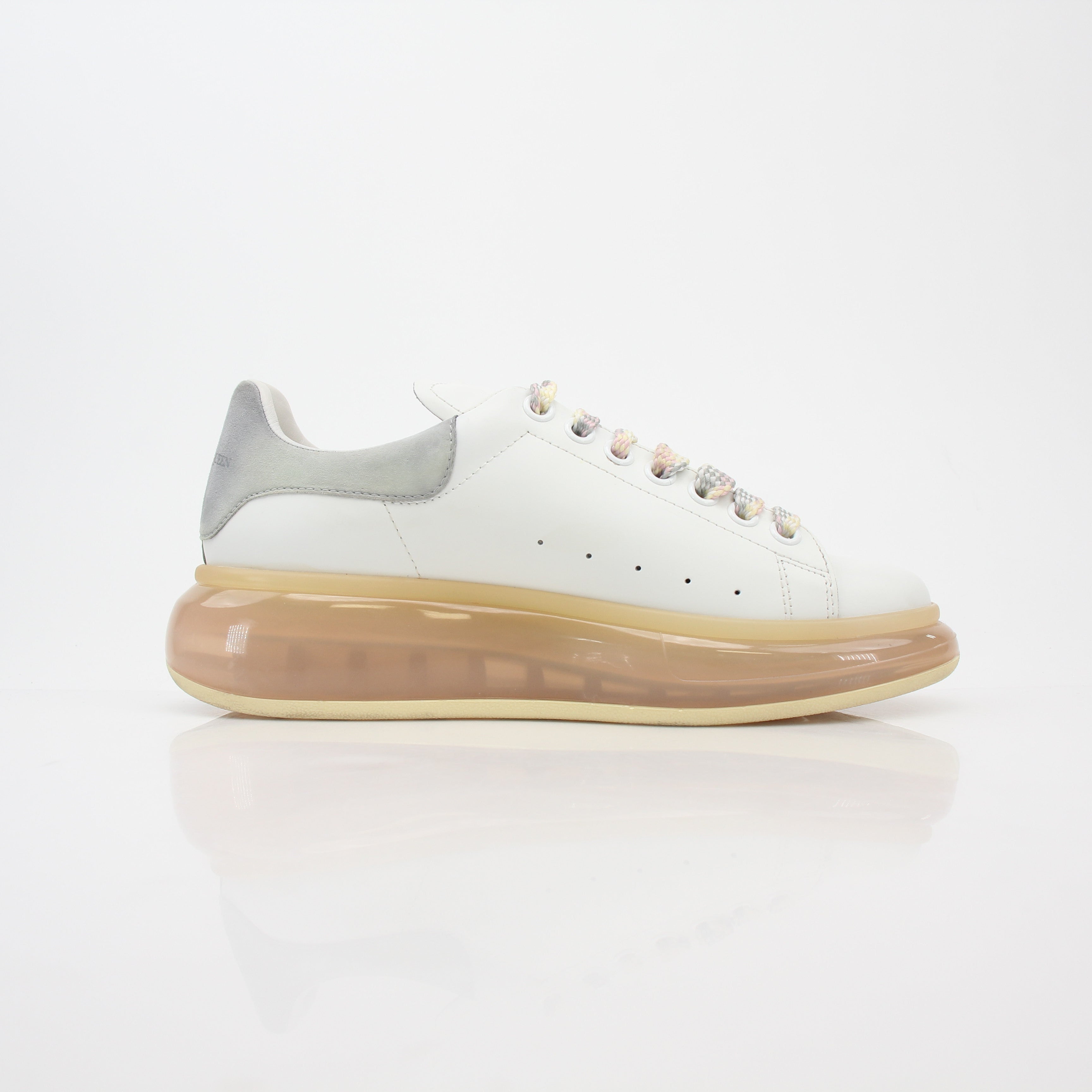 Alexander McQueen White Oversized Transparent-Sole Sneakers