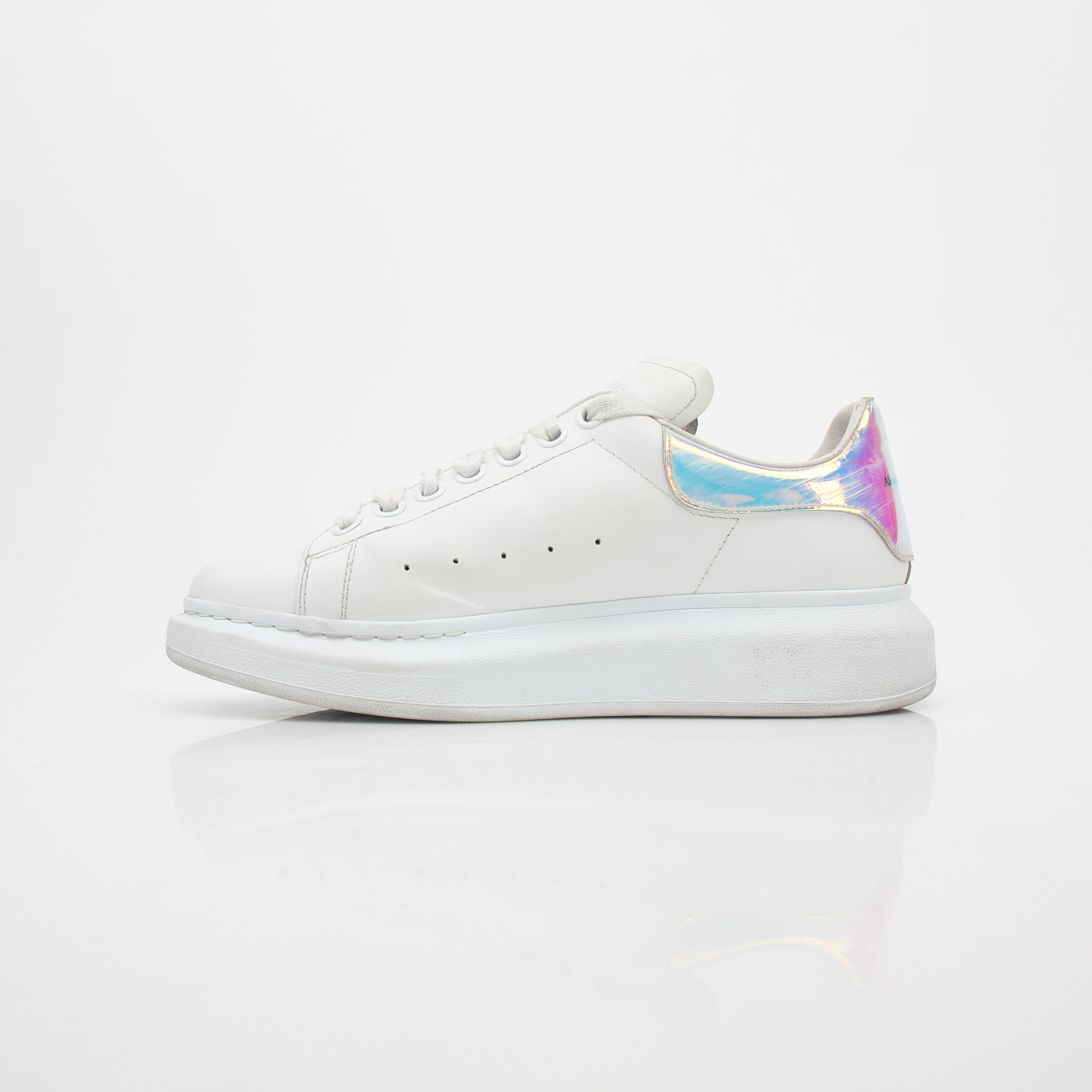 Alexander McQueen White Oversized Iridescent Heel Sneakers