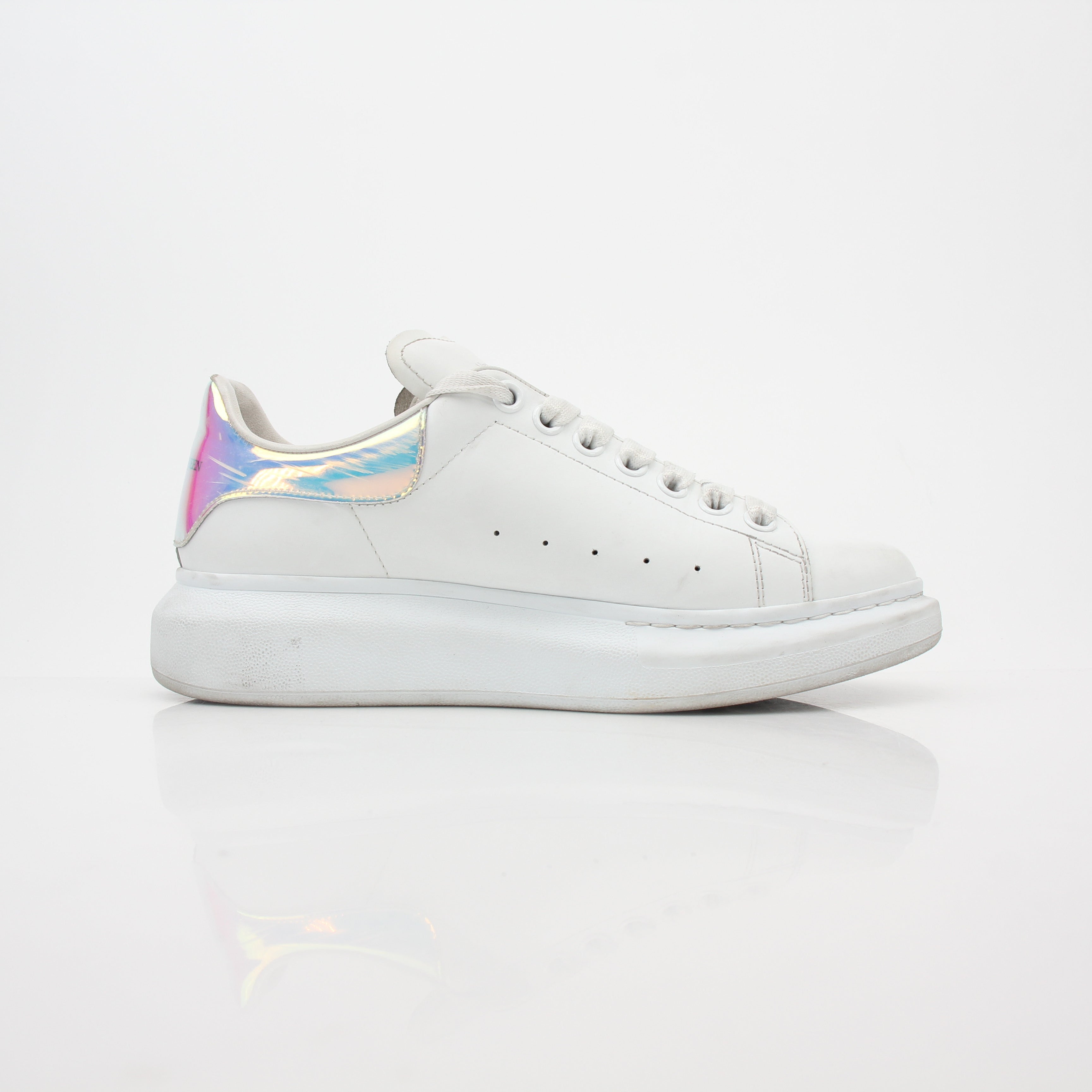Alexander McQueen White Oversized Iridescent Heel Sneakers