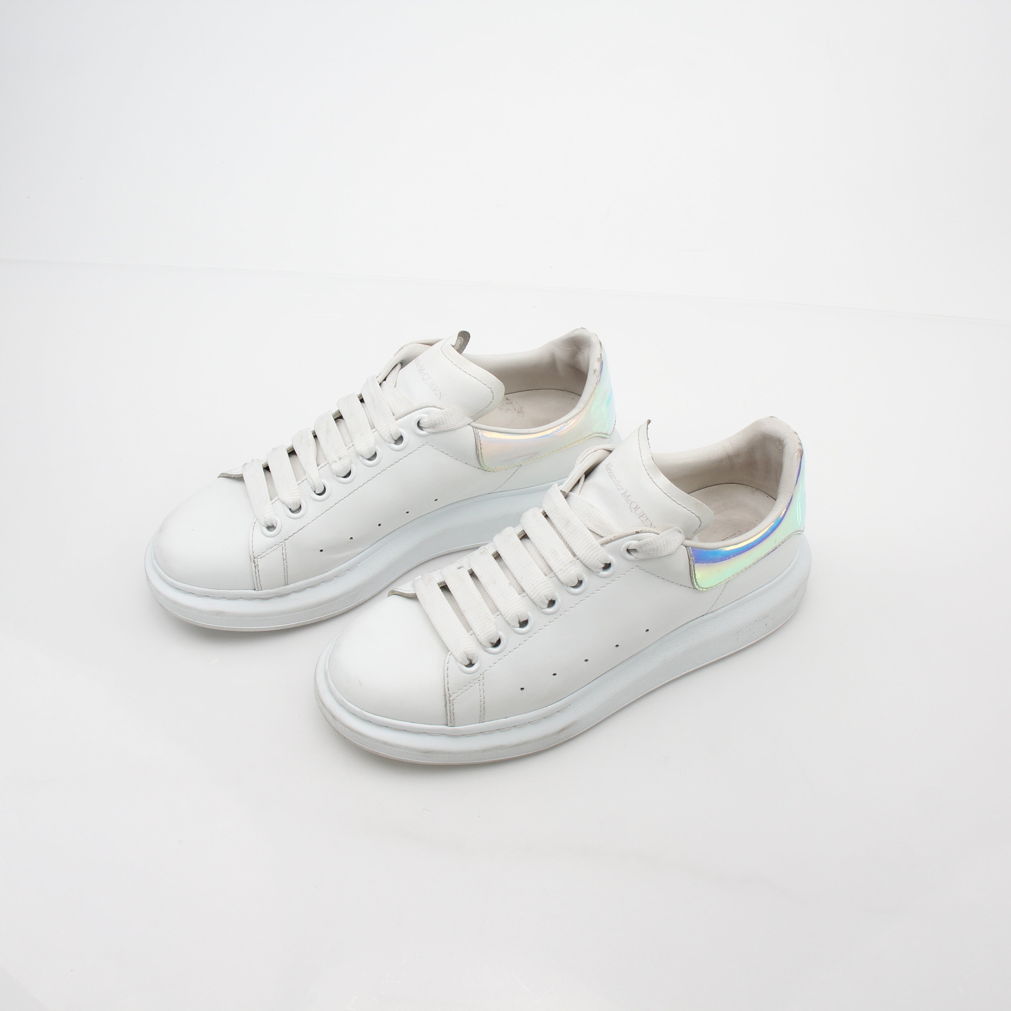 Alexander McQueen White Oversized Iridescent Heel Sneakers