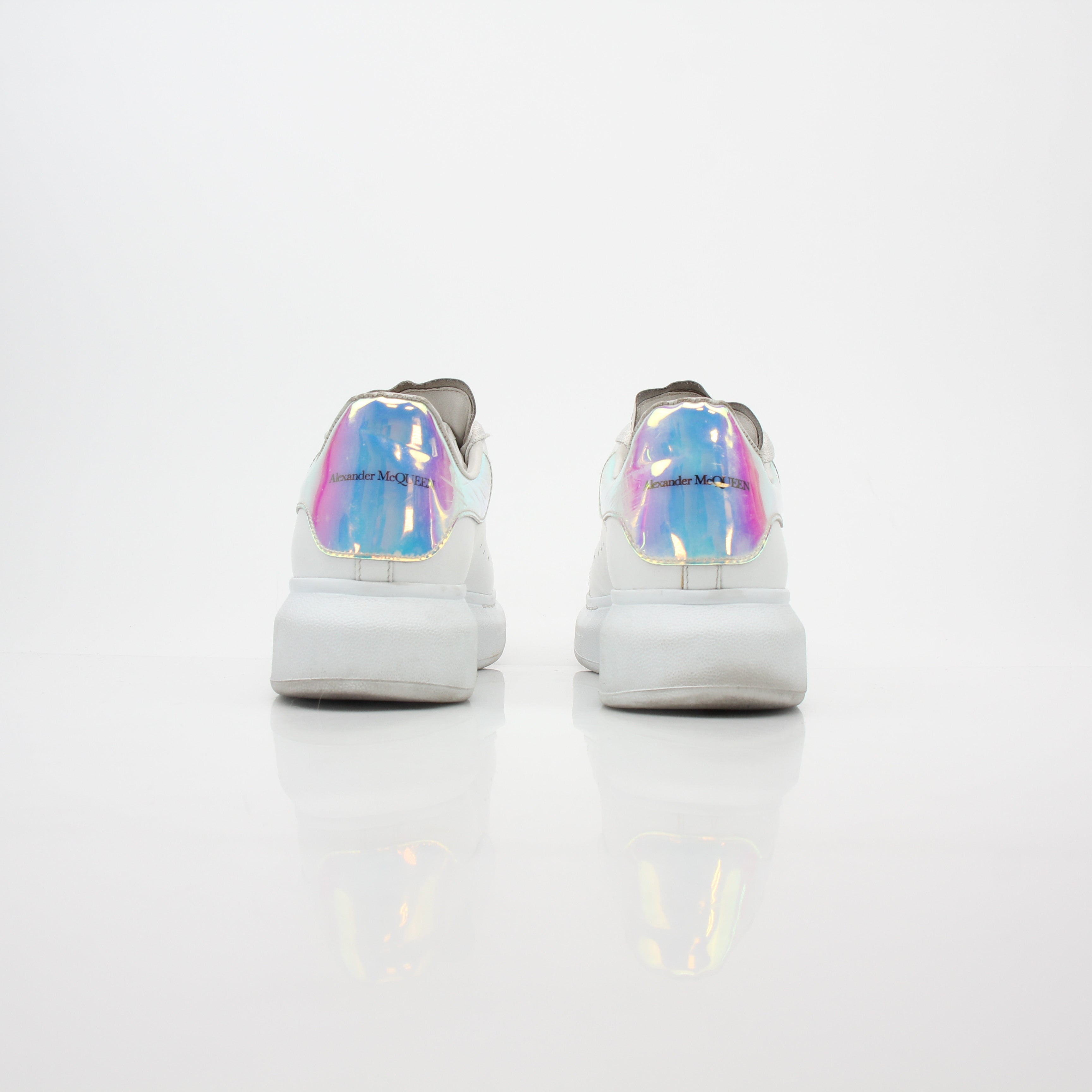 Alexander McQueen White Oversized Iridescent Heel Sneakers