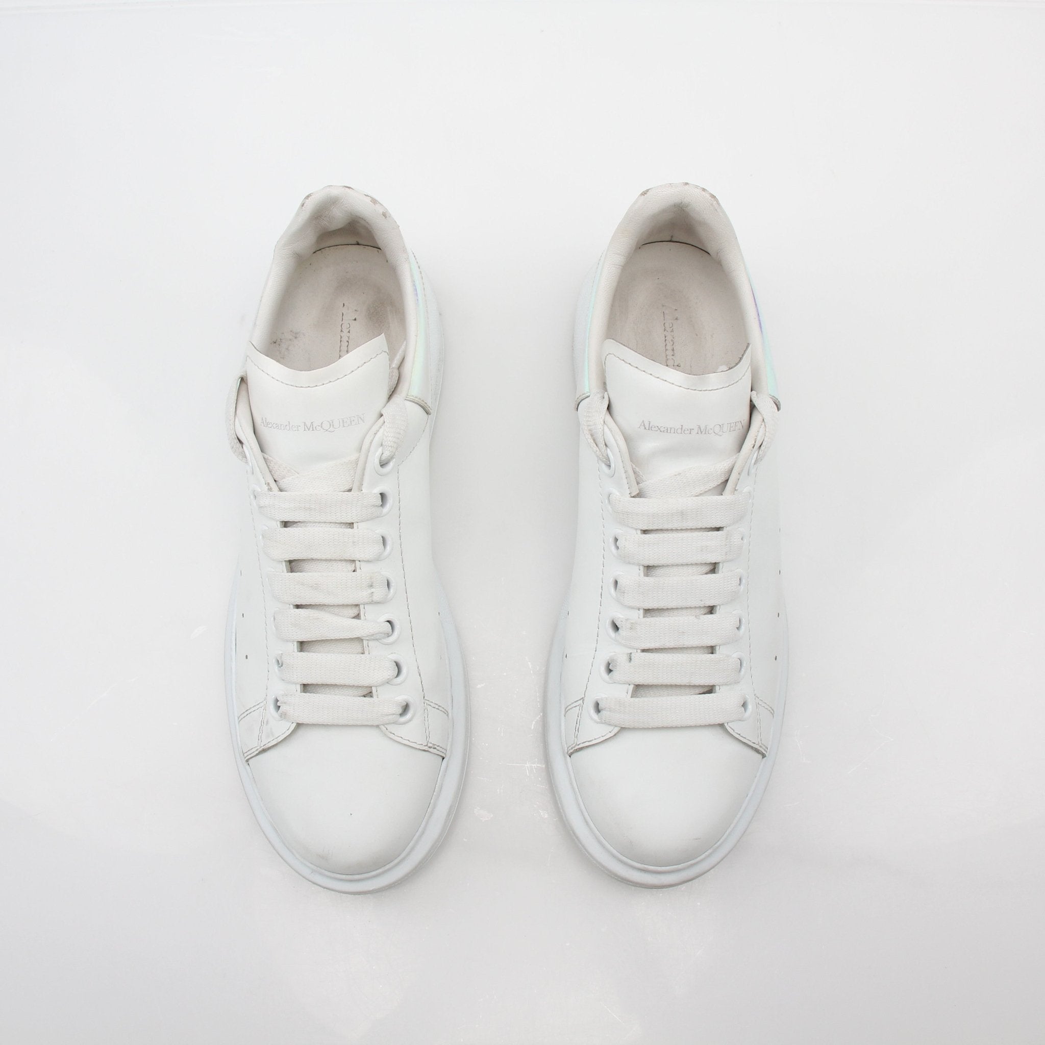 Alexander McQueen White Oversized Iridescent Heel Sneakers