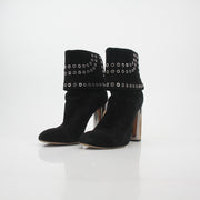 Alexander McQueen Black Grommet Fold-Over Ankle Boots