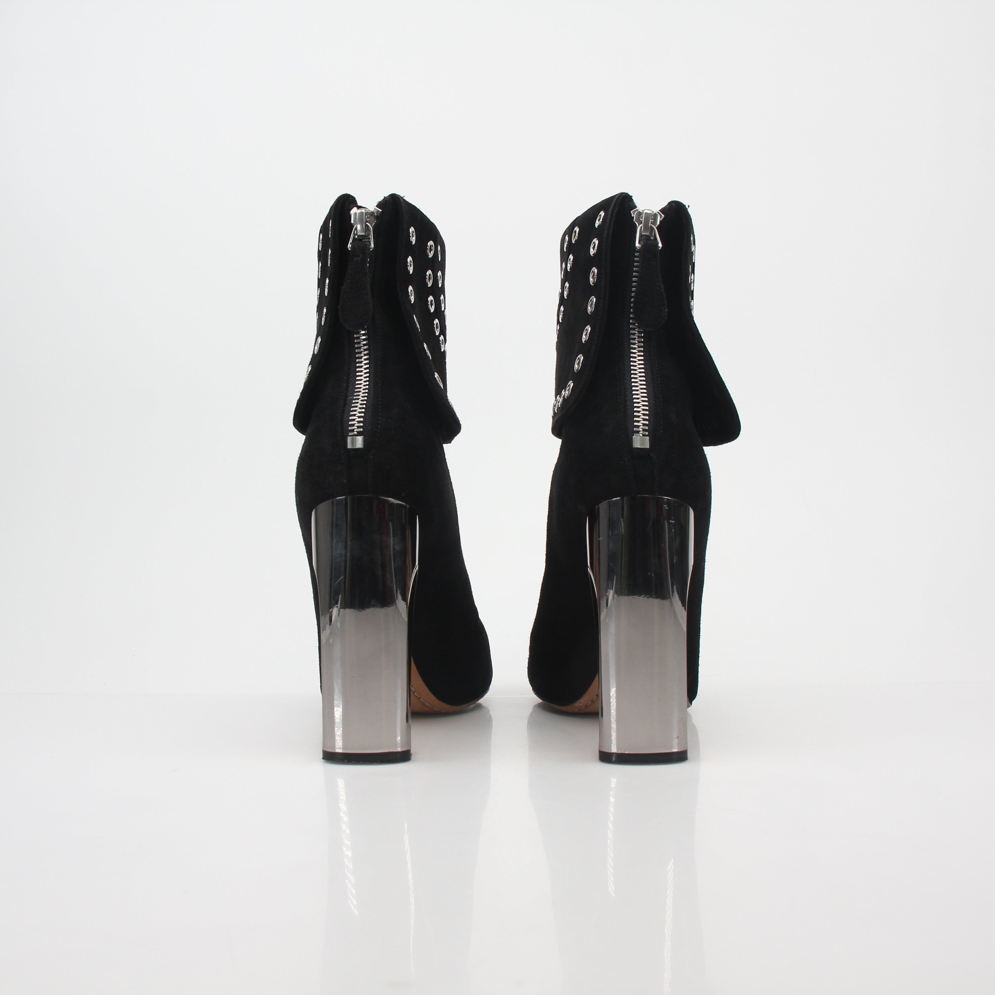 Alexander McQueen Black Grommet Fold-Over Ankle Boots