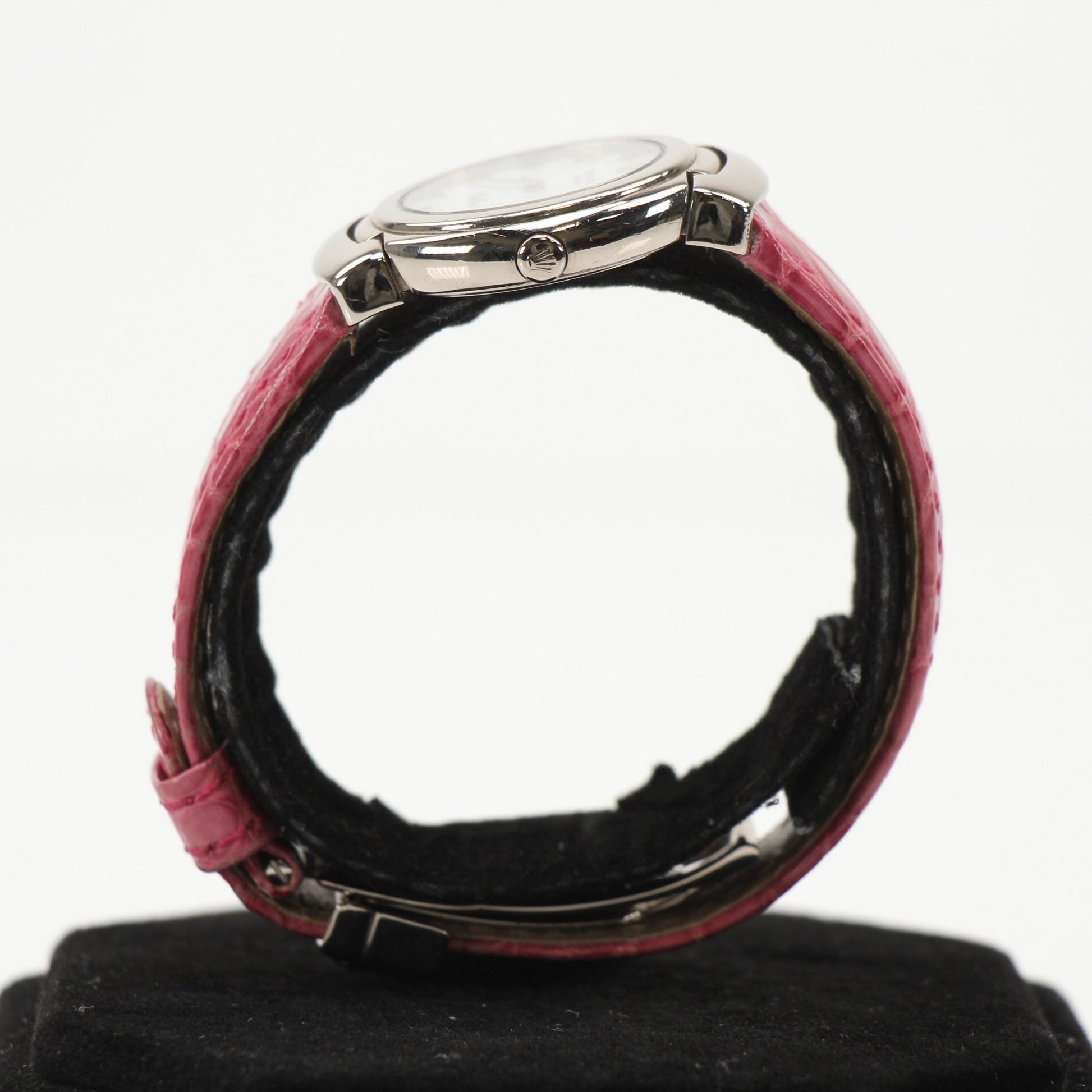 Rolex Cellini watch with gold case and leather strap, elegant luxury watch design from Gold & Beyond.