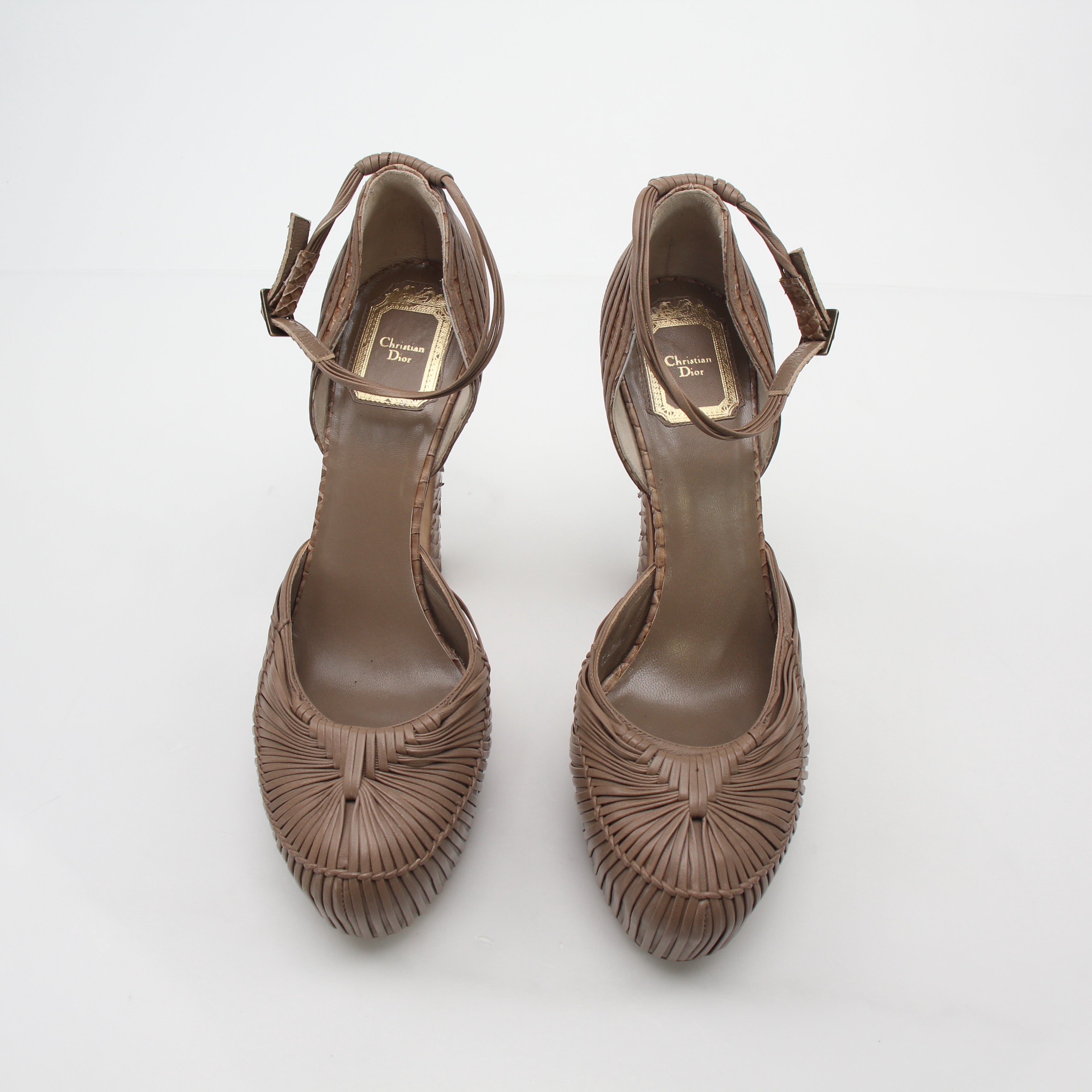 Christian Dior Taupe Def Anniversary Esca Platform Heels