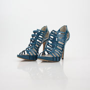 Christian Dior Teal Patent Leather Caged Gladiator Sandals